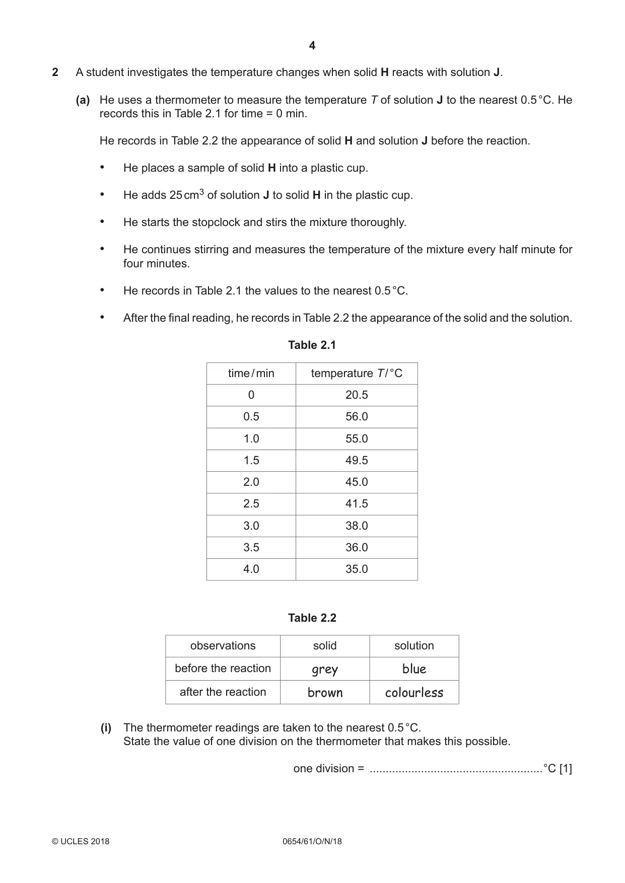 Cambridge IGCSE Sciences - Co-ordinated (Double) 0654 2018 Oct/Nov Paper 6 · Variant 1 question paper, page 4 of 20