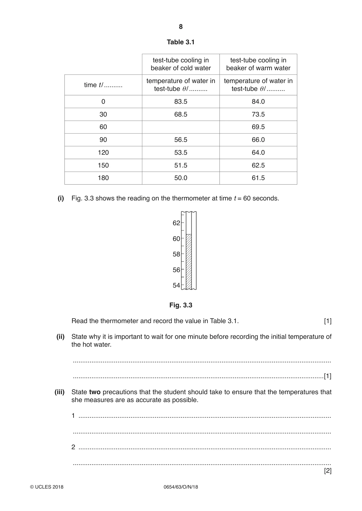 Cambridge IGCSE Sciences - Co-ordinated (Double) 0654 2018 Oct/Nov Paper 6 · Variant 3 question paper, page 8 of 20