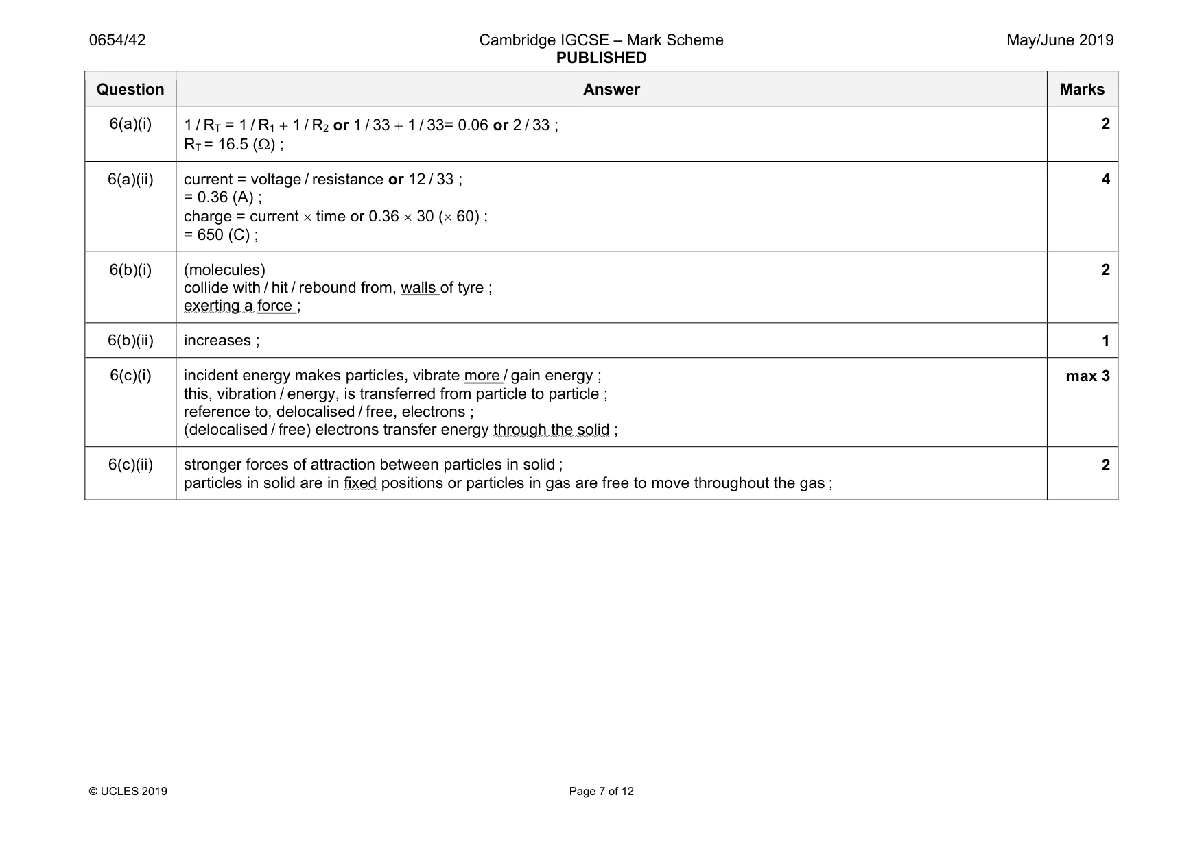 Mark scheme, page 7 of 12