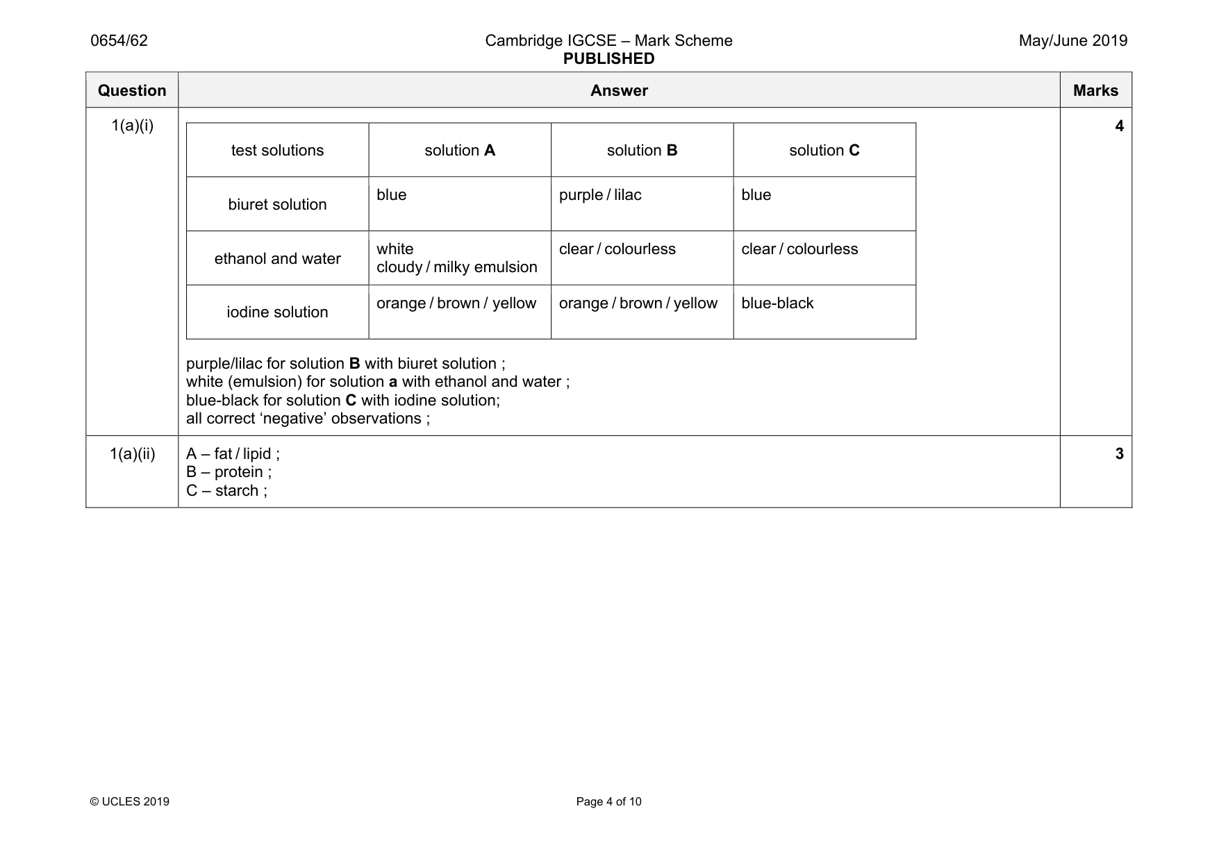 Mark scheme, page 4 of 10