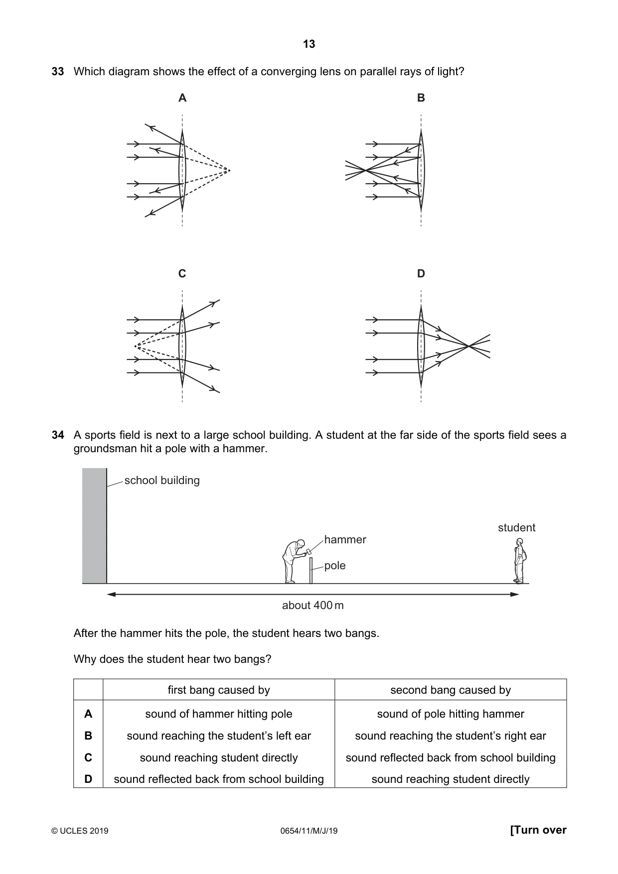Cambridge IGCSE Sciences - Co-ordinated (Double) 0654 2019 May/June Paper 1 · Variant 1 question paper, page 13 of 20