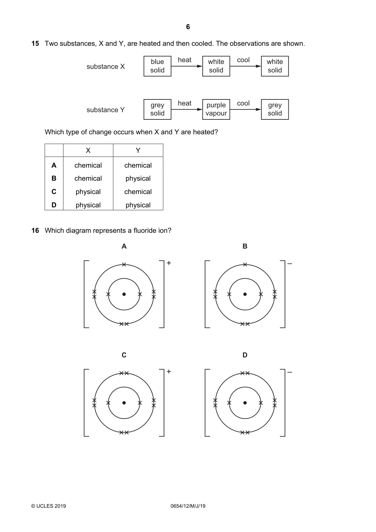 Cambridge IGCSE Sciences - Co-ordinated (Double) 0654 2019 May/June Paper 1 · Variant 2 question paper, page 6 of 16