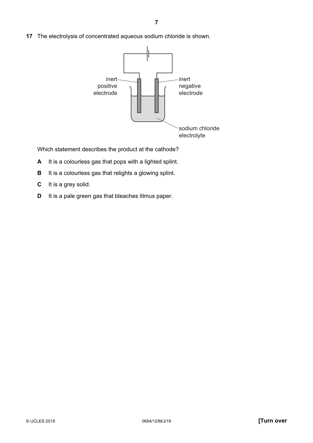 Cambridge IGCSE Sciences - Co-ordinated (Double) 0654 2019 May/June Paper 1 · Variant 2 question paper, page 7 of 16