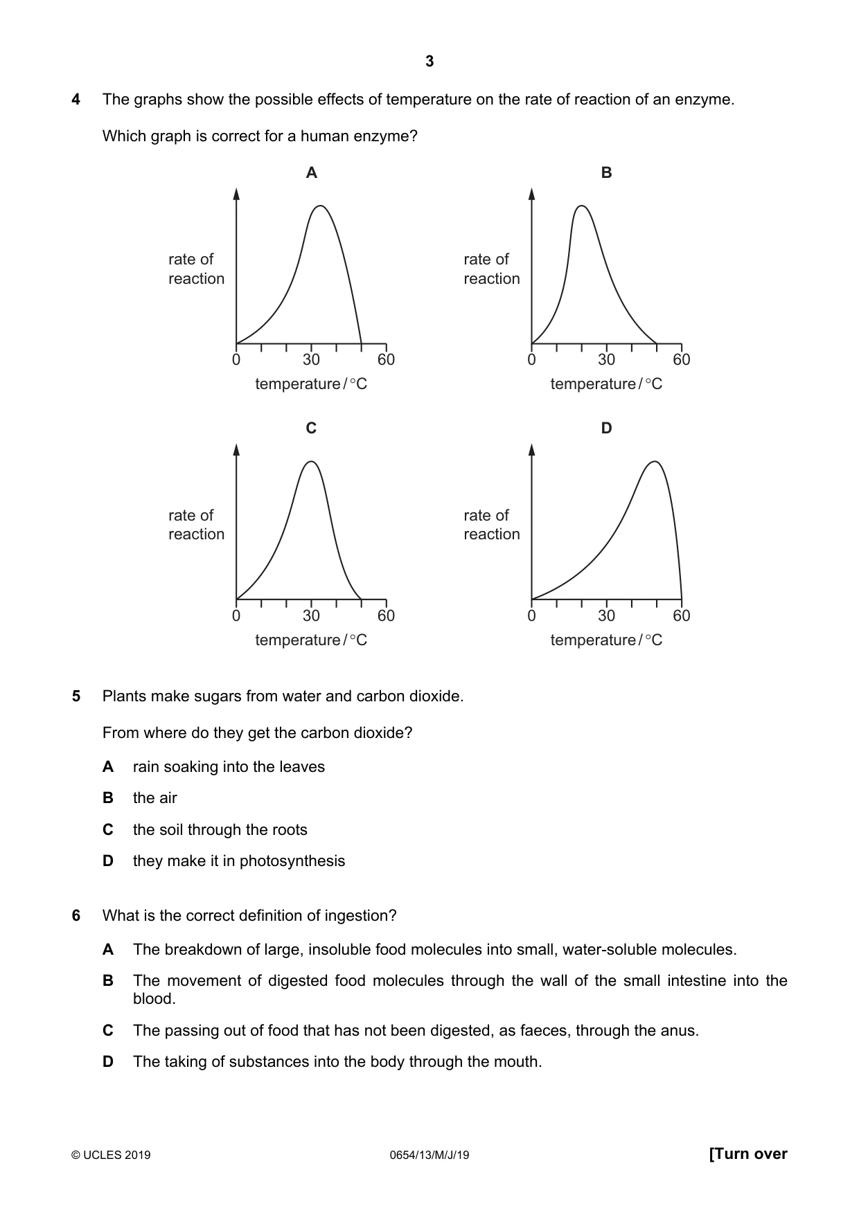 Cambridge IGCSE Sciences - Co-ordinated (Double) 0654 2019 May/June Paper 1 · Variant 3 question paper, page 3 of 16