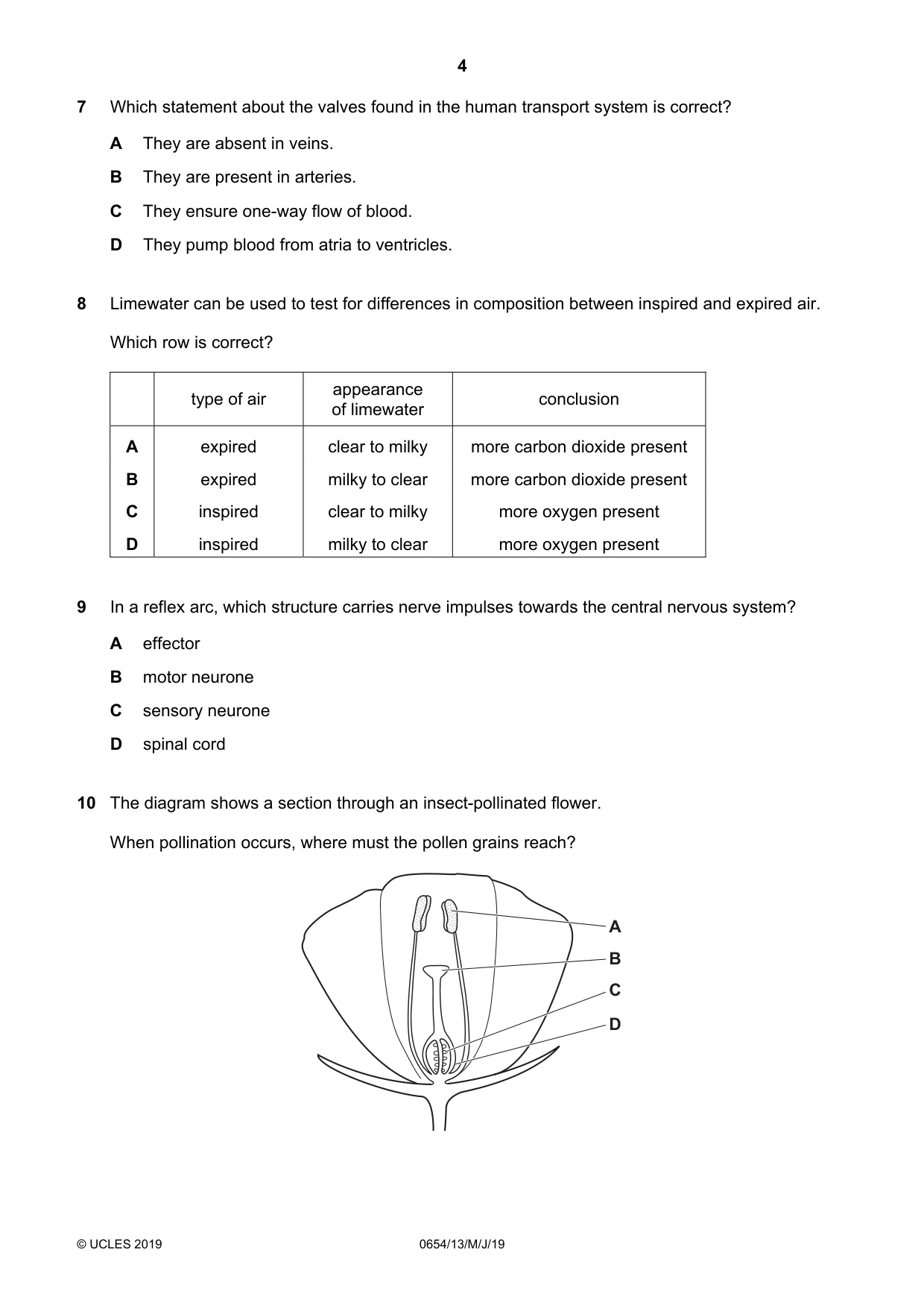 Cambridge IGCSE Sciences - Co-ordinated (Double) 0654 2019 May/June Paper 1 · Variant 3 question paper, page 4 of 16