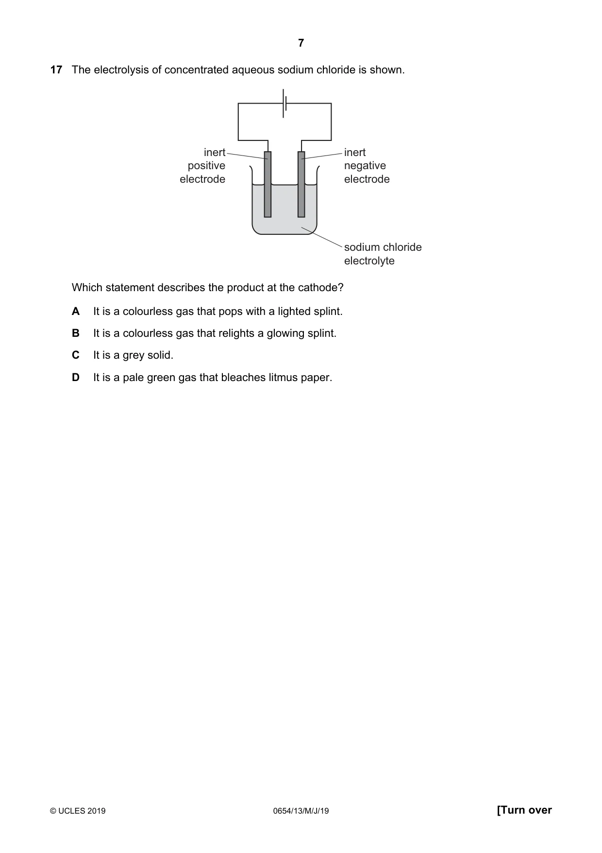 Cambridge IGCSE Sciences - Co-ordinated (Double) 0654 2019 May/June Paper 1 · Variant 3 question paper, page 7 of 16