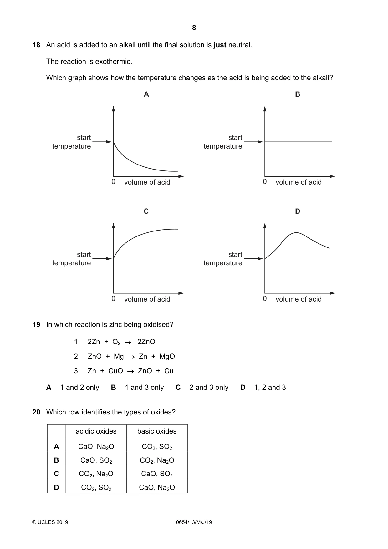 Cambridge IGCSE Sciences - Co-ordinated (Double) 0654 2019 May/June Paper 1 · Variant 3 question paper, page 8 of 16