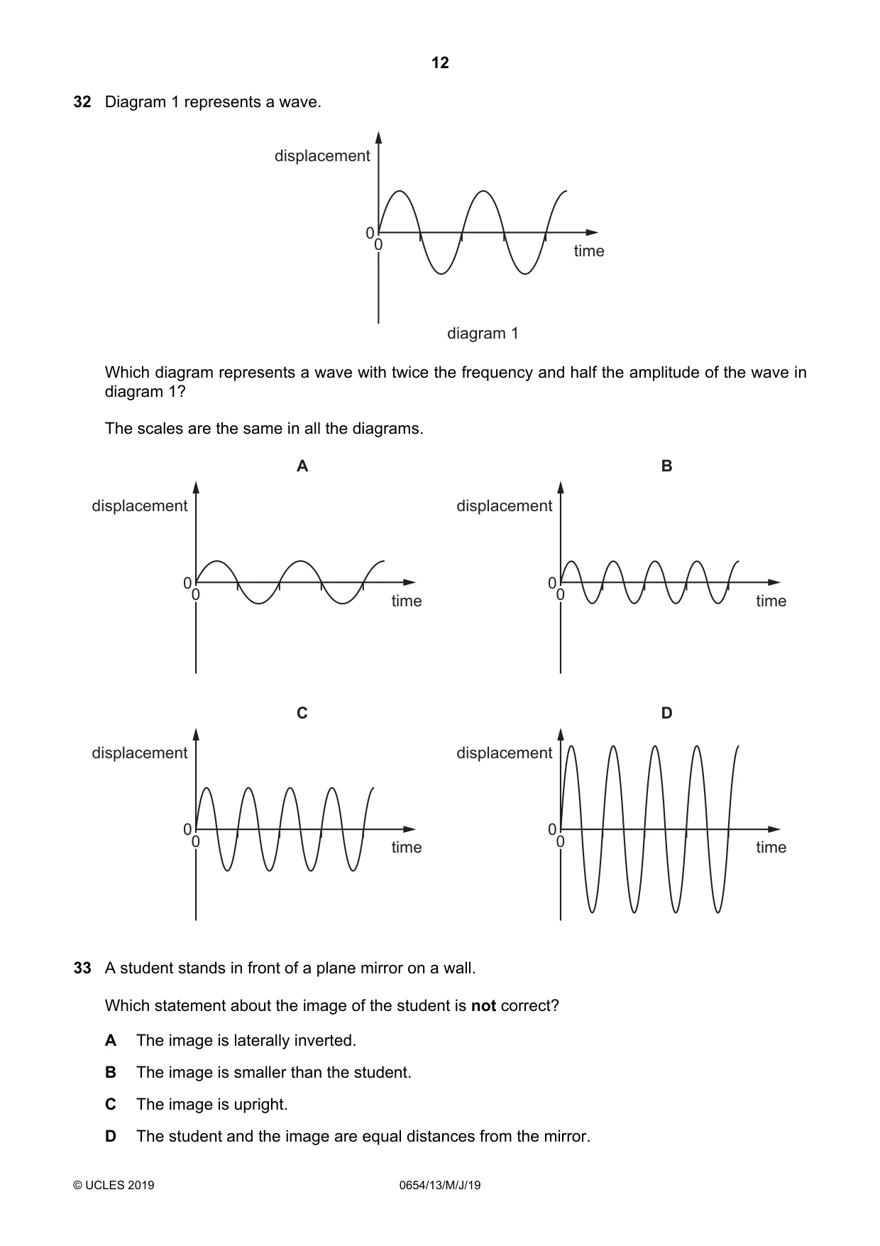 Cambridge IGCSE Sciences - Co-ordinated (Double) 0654 2019 May/June Paper 1 · Variant 3 question paper, page 12 of 16