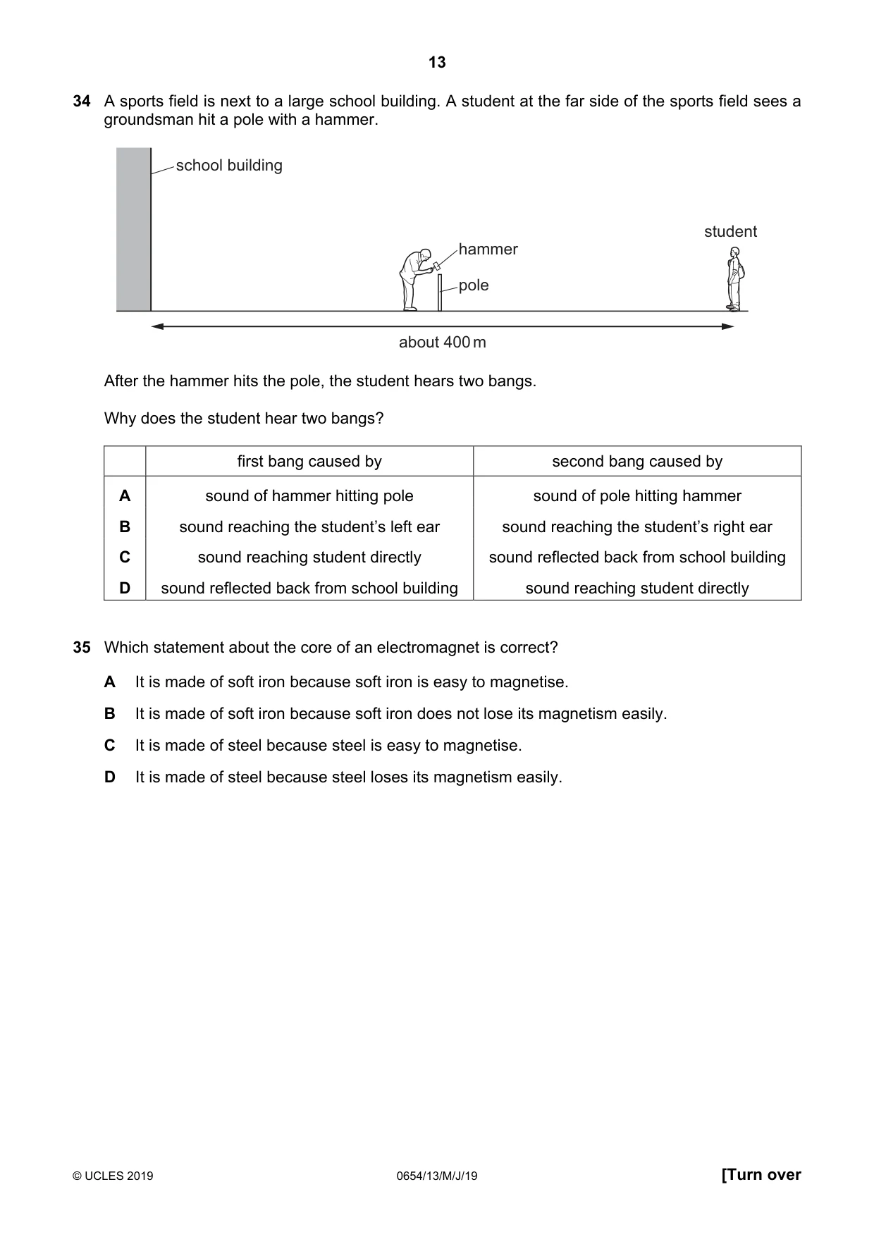 Cambridge IGCSE Sciences - Co-ordinated (Double) 0654 2019 May/June Paper 1 · Variant 3 question paper, page 13 of 16
