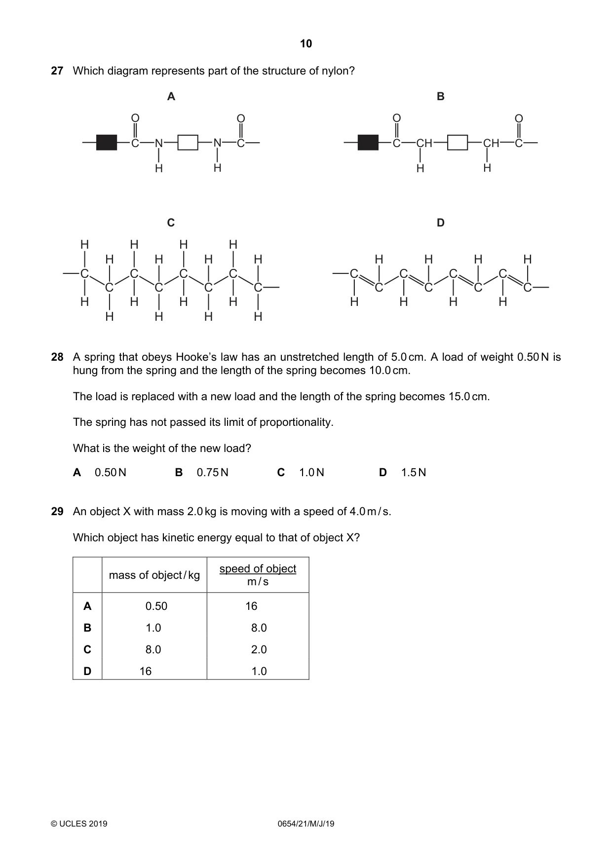 Cambridge IGCSE Sciences - Co-ordinated (Double) 0654 2019 May/June Paper 2 · Variant 1 question paper, page 10 of 16