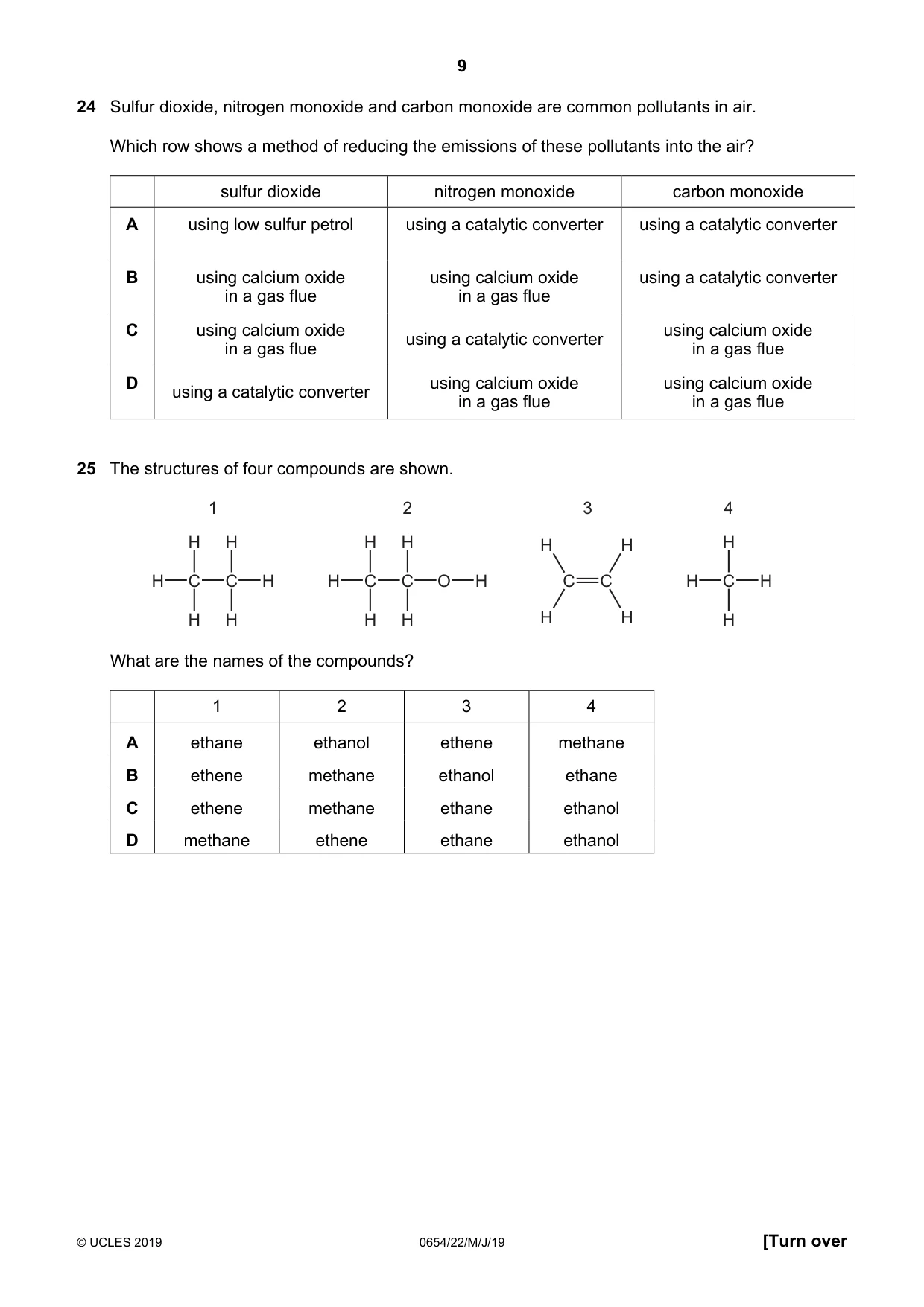 Cambridge IGCSE Sciences - Co-ordinated (Double) 0654 2019 May/June Paper 2 · Variant 2 question paper, page 9 of 20
