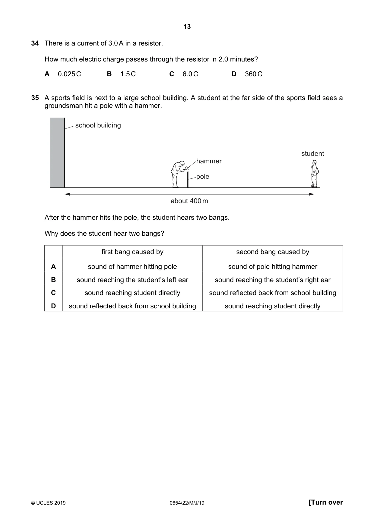 Cambridge IGCSE Sciences - Co-ordinated (Double) 0654 2019 May/June Paper 2 · Variant 2 question paper, page 13 of 20