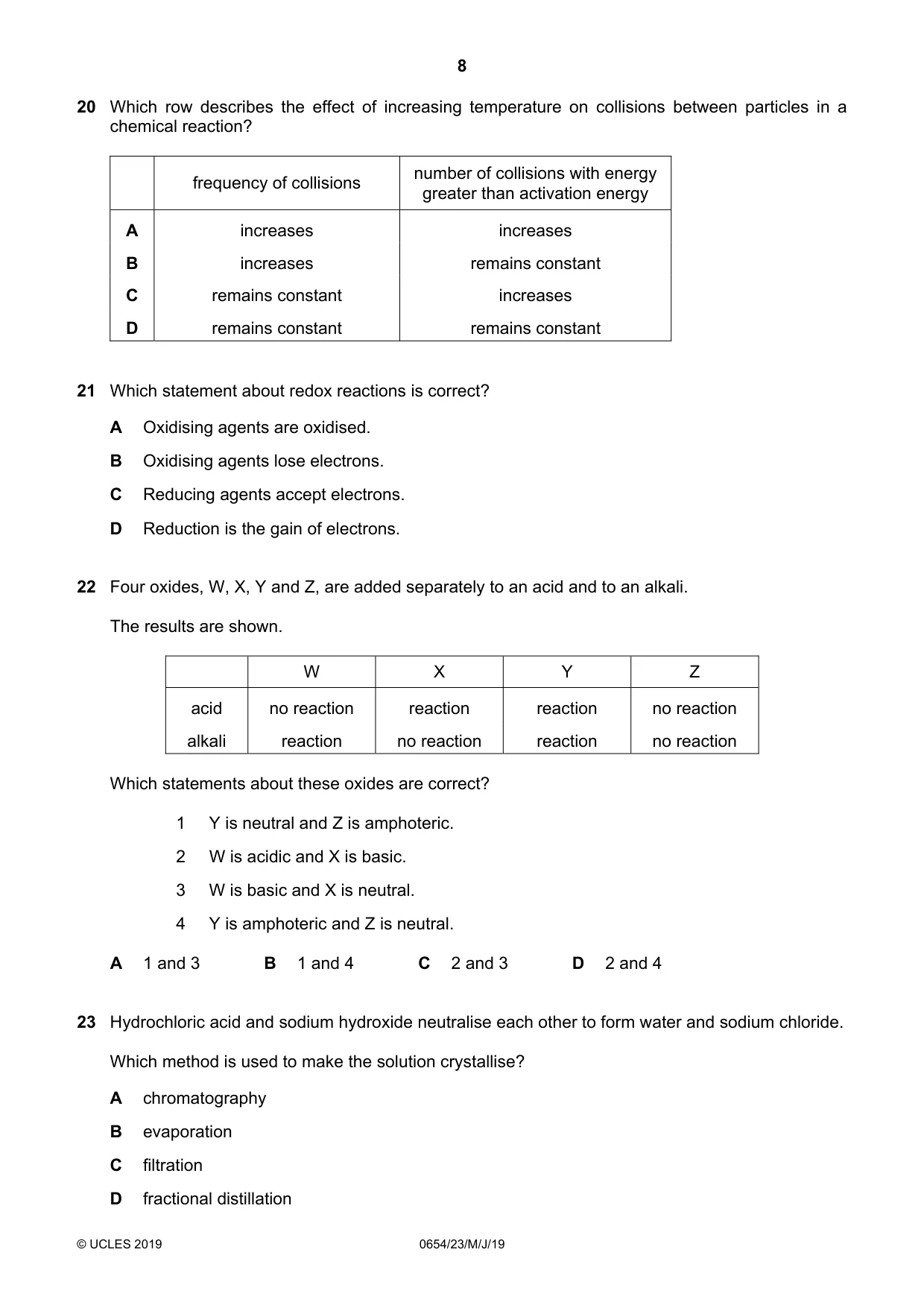 Cambridge IGCSE Sciences - Co-ordinated (Double) 0654 2019 May/June Paper 2 · Variant 3 question paper, page 8 of 16