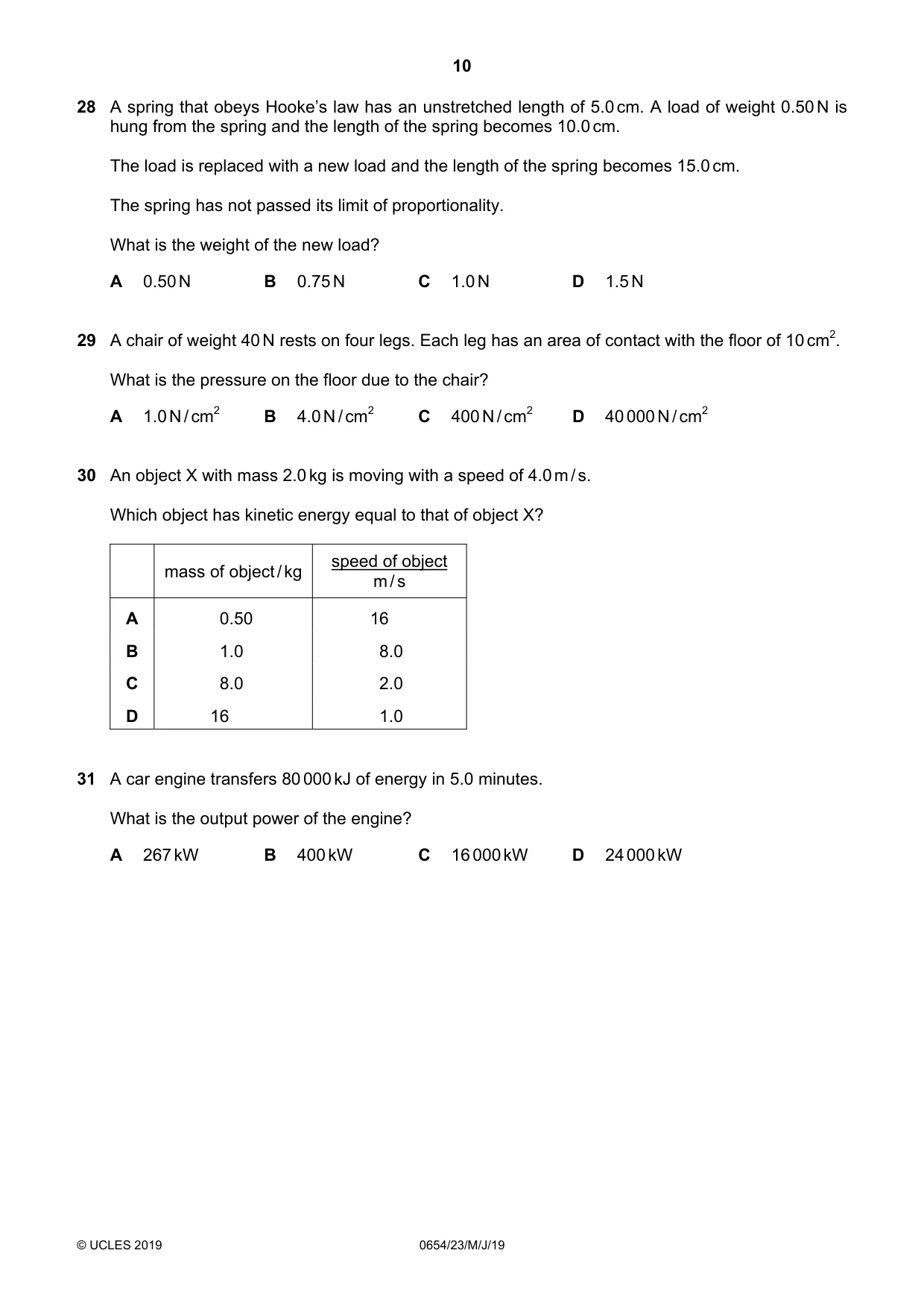 Cambridge IGCSE Sciences - Co-ordinated (Double) 0654 2019 May/June Paper 2 · Variant 3 question paper, page 10 of 16