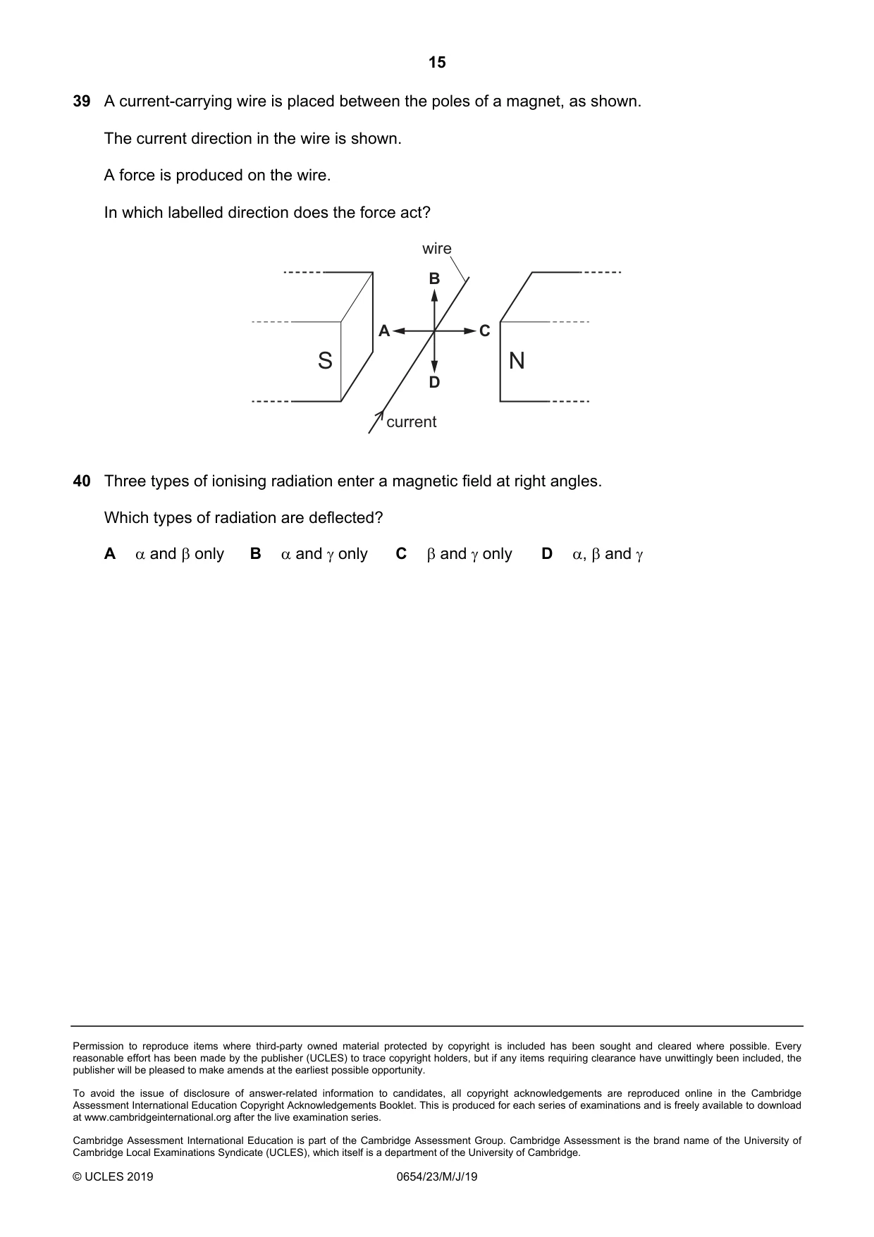 Cambridge IGCSE Sciences - Co-ordinated (Double) 0654 2019 May/June Paper 2 · Variant 3 question paper, page 15 of 16