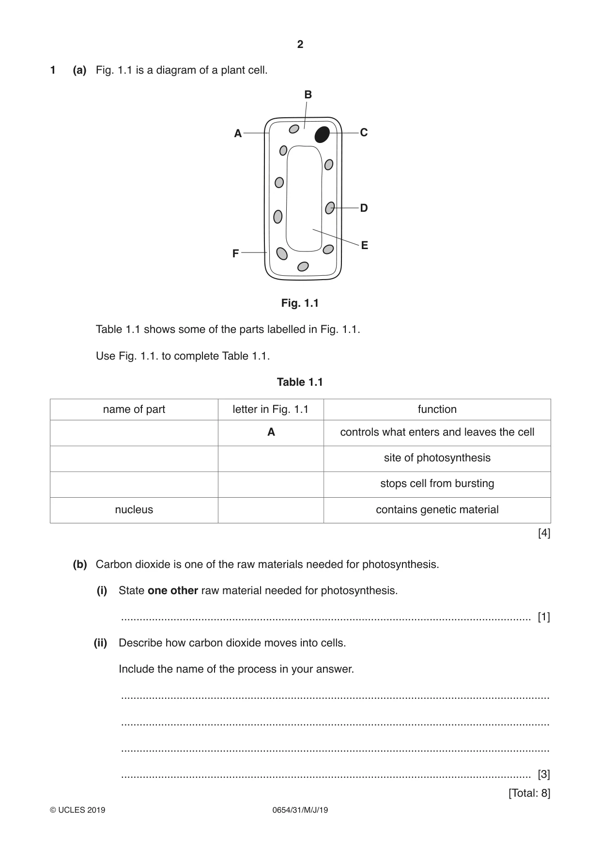 Cambridge IGCSE Sciences - Co-ordinated (Double) 0654 2019 May/June Paper 3 · Variant 1 question paper, page 2 of 28