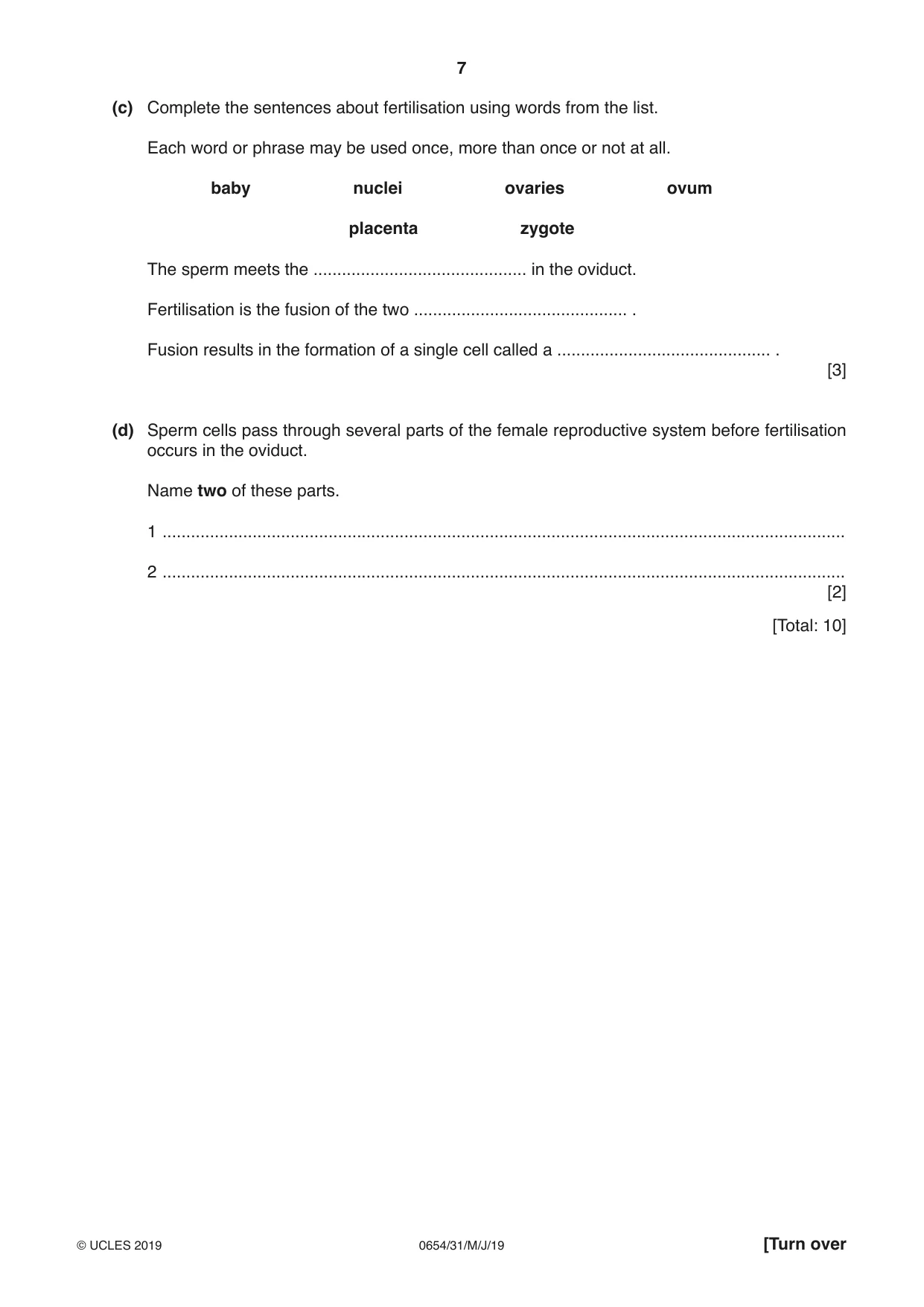 Cambridge IGCSE Sciences - Co-ordinated (Double) 0654 2019 May/June Paper 3 · Variant 1 question paper, page 7 of 28