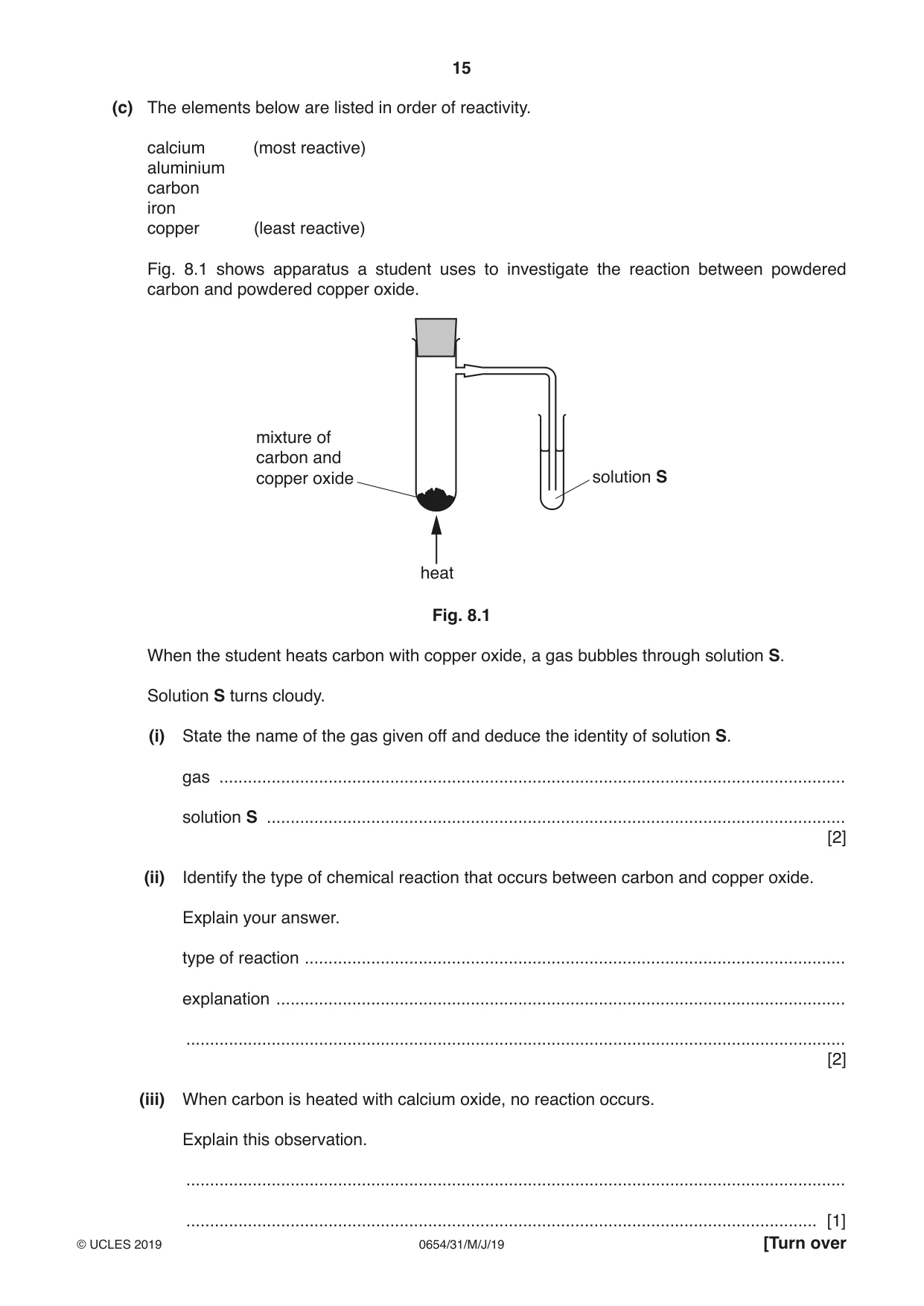 Cambridge IGCSE Sciences - Co-ordinated (Double) 0654 2019 May/June Paper 3 · Variant 1 question paper, page 15 of 28