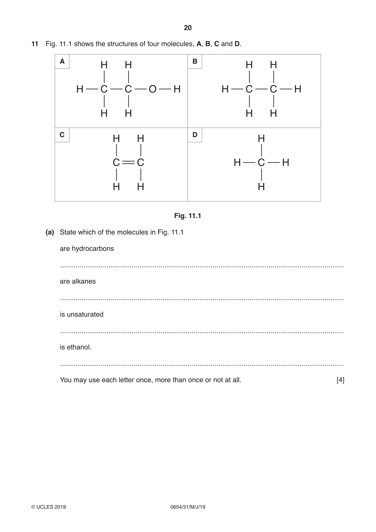 Cambridge IGCSE Sciences - Co-ordinated (Double) 0654 2019 May/June Paper 3 · Variant 1 question paper, page 20 of 28