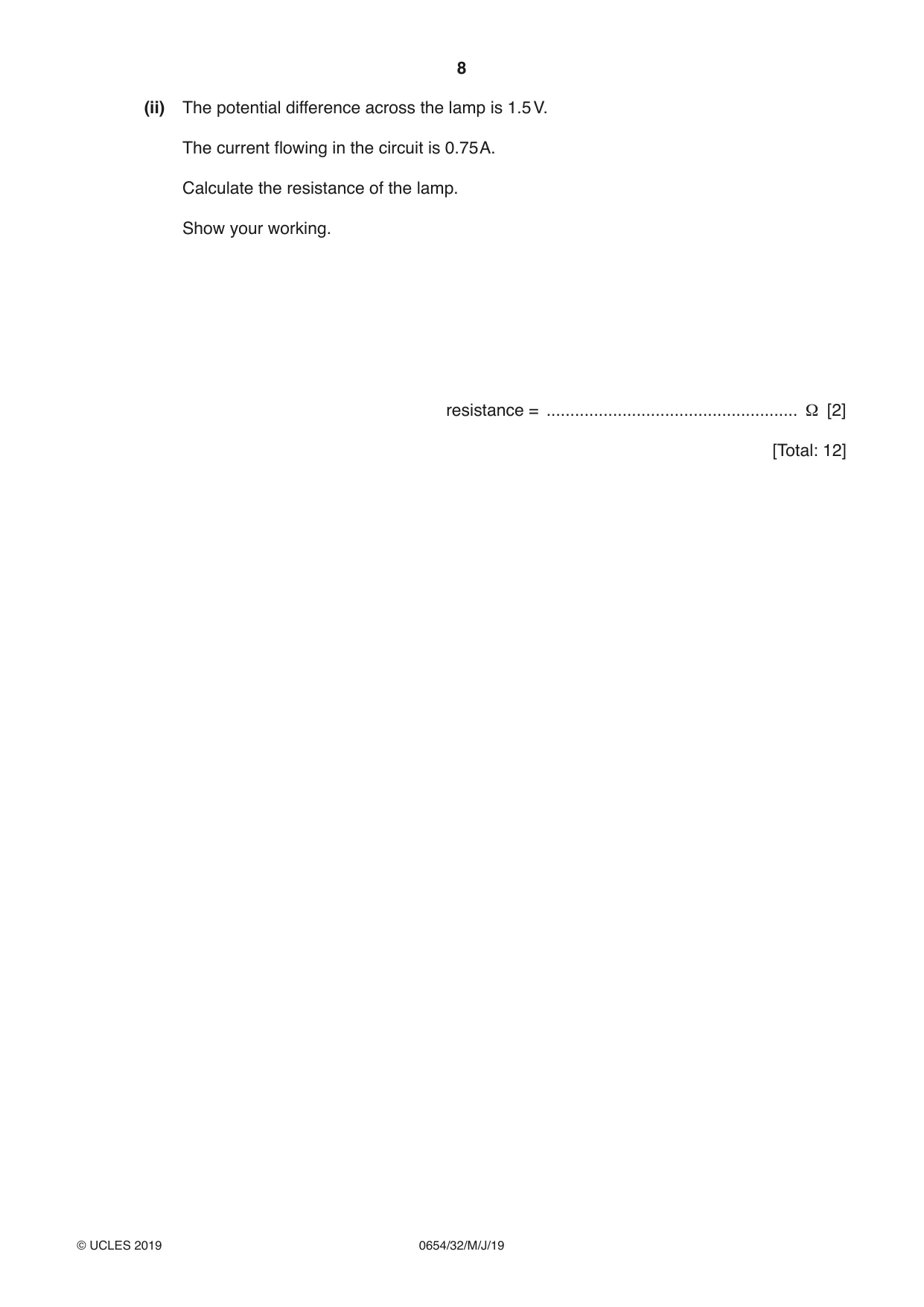 Cambridge IGCSE Sciences - Co-ordinated (Double) 0654 2019 May/June Paper 3 · Variant 2 question paper, page 8 of 36