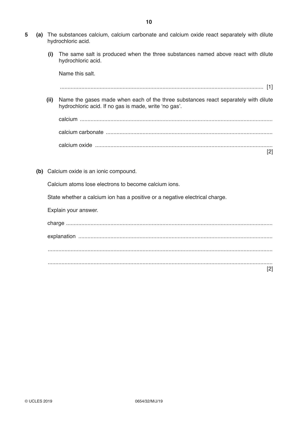 Cambridge IGCSE Sciences - Co-ordinated (Double) 0654 2019 May/June Paper 3 · Variant 2 question paper, page 10 of 36
