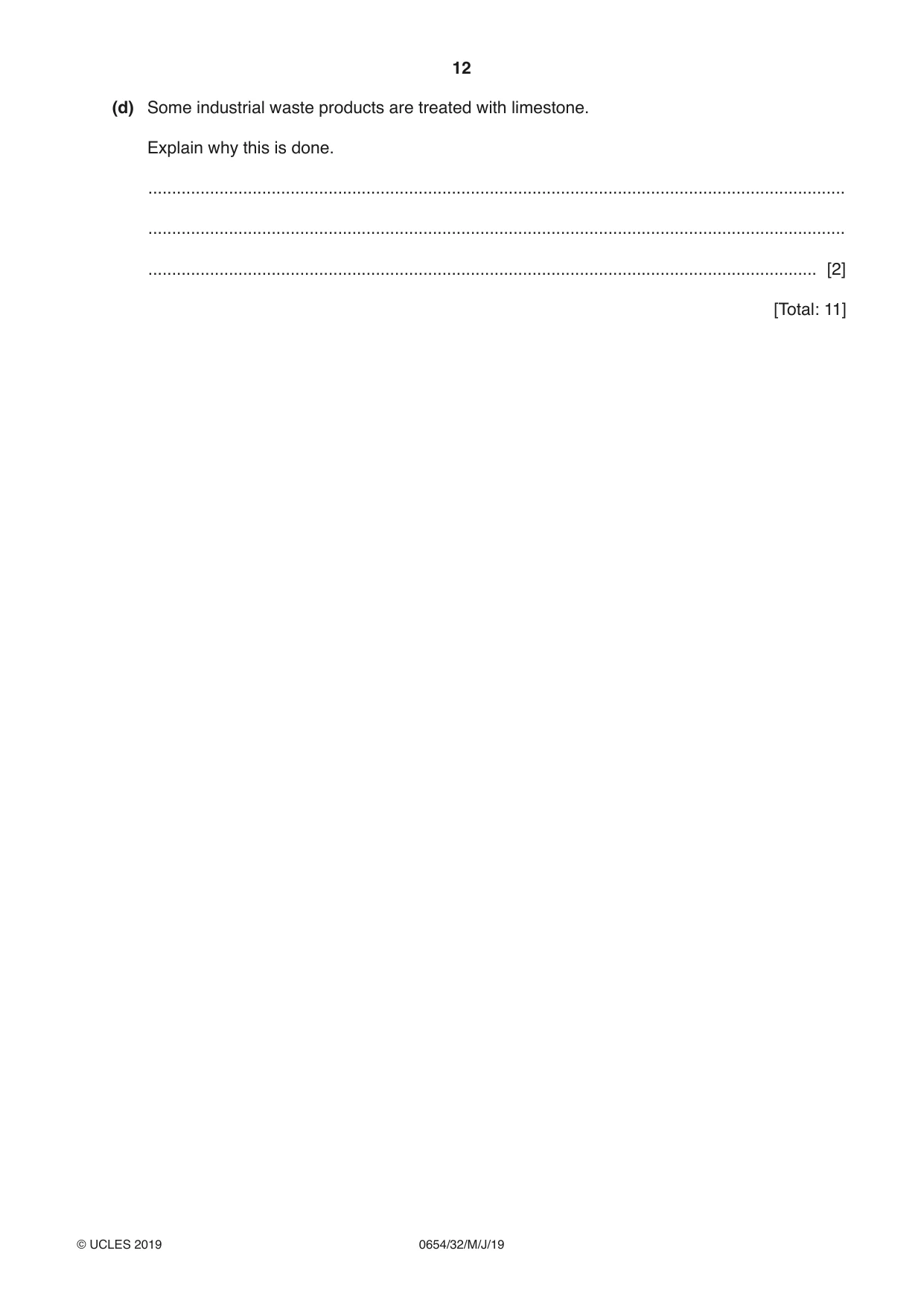 Cambridge IGCSE Sciences - Co-ordinated (Double) 0654 2019 May/June Paper 3 · Variant 2 question paper, page 12 of 36