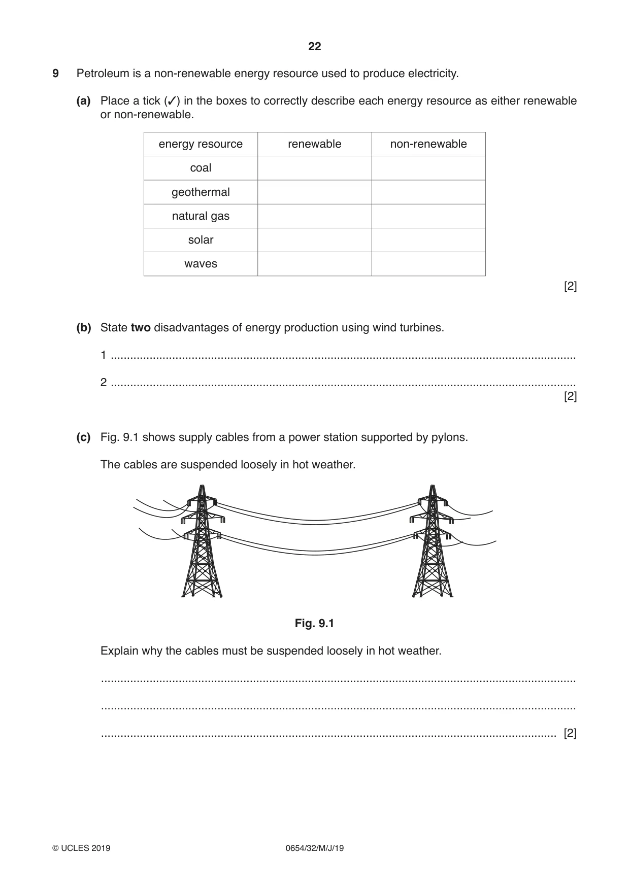 Cambridge IGCSE Sciences - Co-ordinated (Double) 0654 2019 May/June Paper 3 · Variant 2 question paper, page 22 of 36