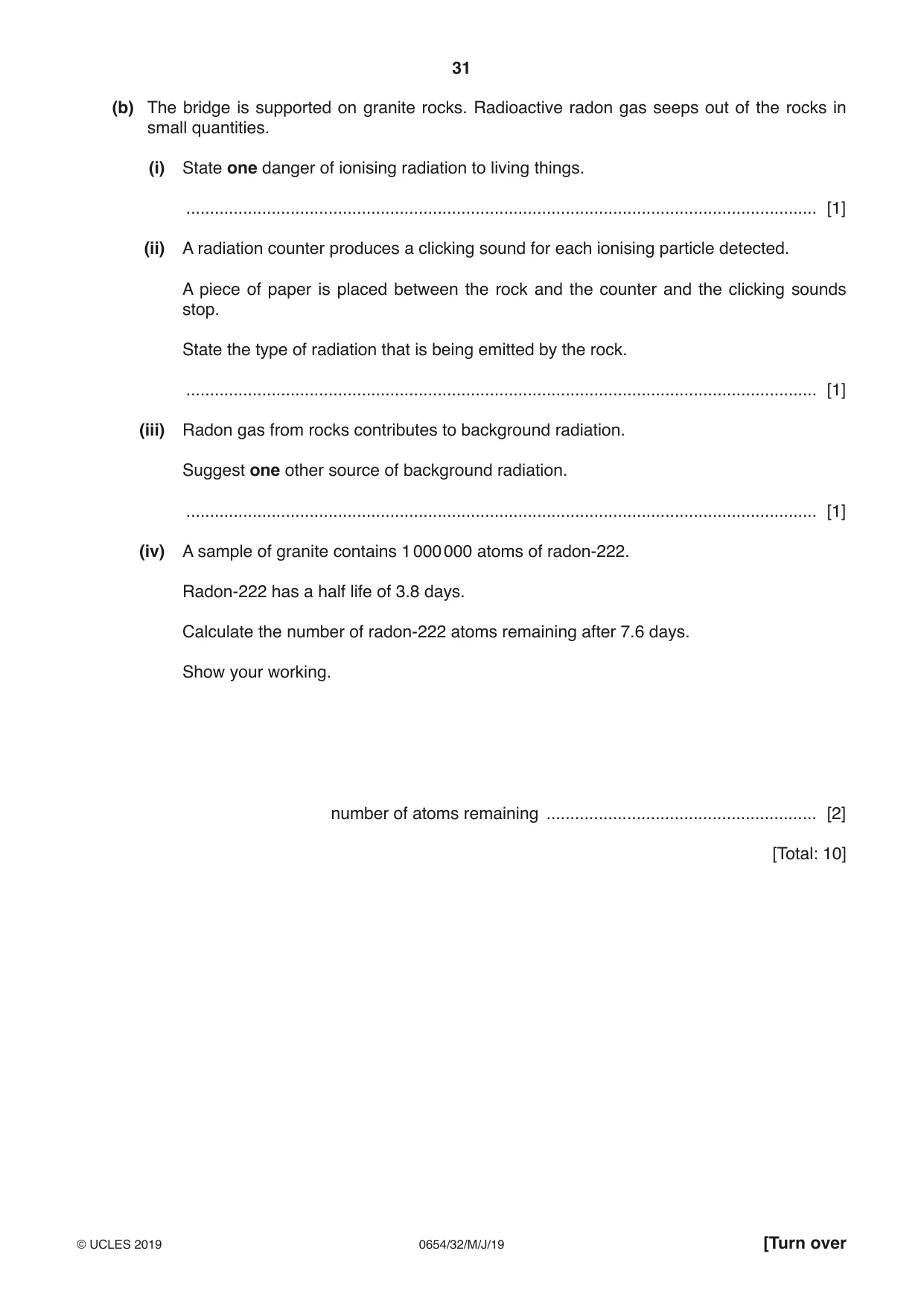 Cambridge IGCSE Sciences - Co-ordinated (Double) 0654 2019 May/June Paper 3 · Variant 2 question paper, page 31 of 36