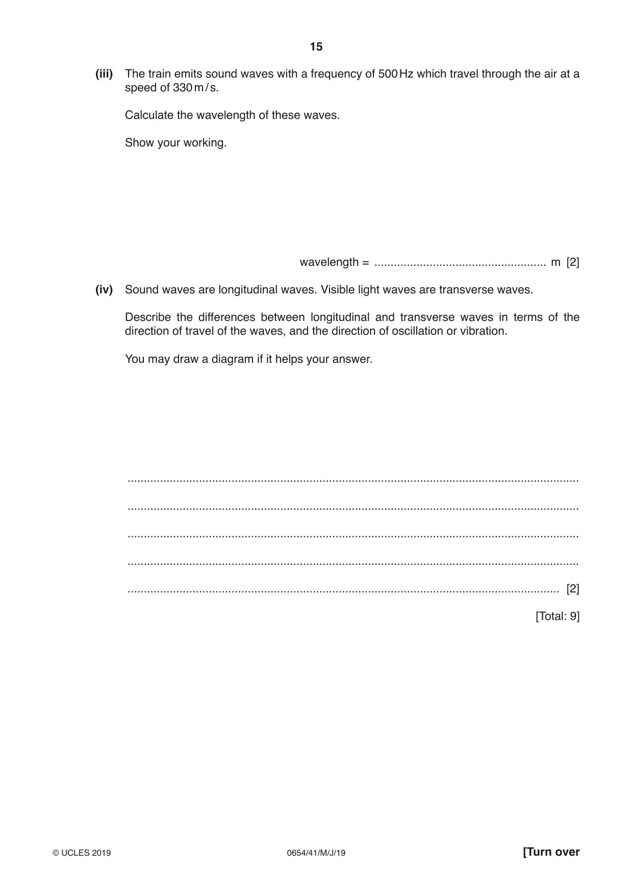Cambridge IGCSE Sciences - Co-ordinated (Double) 0654 2019 May/June Paper 4 · Variant 1 question paper, page 15 of 32