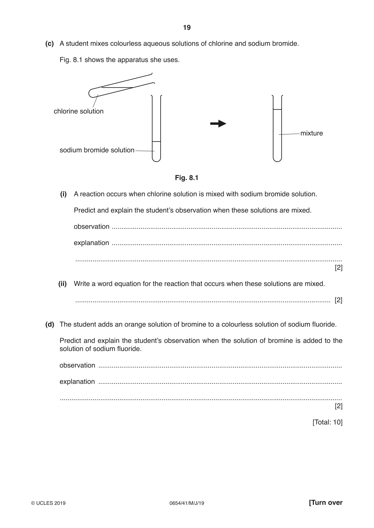 Cambridge IGCSE Sciences - Co-ordinated (Double) 0654 2019 May/June Paper 4 · Variant 1 question paper, page 19 of 32