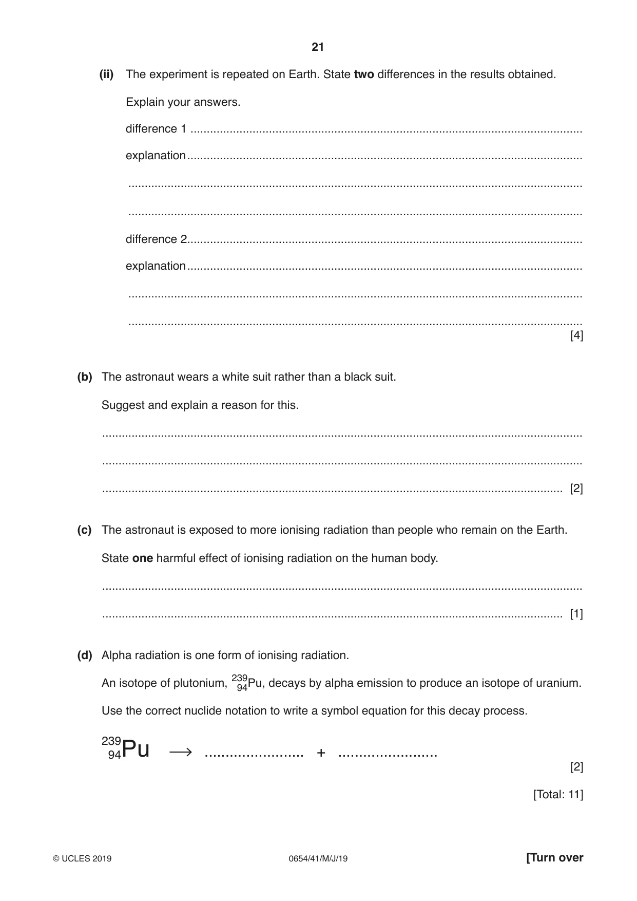 Cambridge IGCSE Sciences - Co-ordinated (Double) 0654 2019 May/June Paper 4 · Variant 1 question paper, page 21 of 32