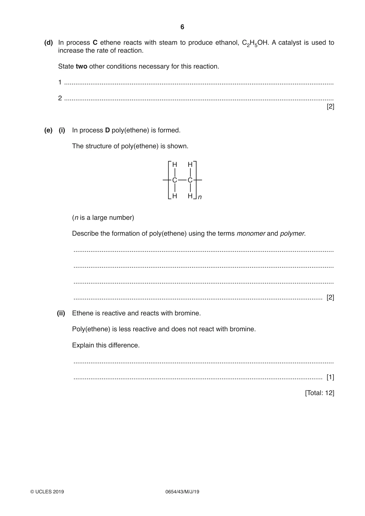 Cambridge IGCSE Sciences - Co-ordinated (Double) 0654 2019 May/June Paper 4 · Variant 3 question paper, page 6 of 32