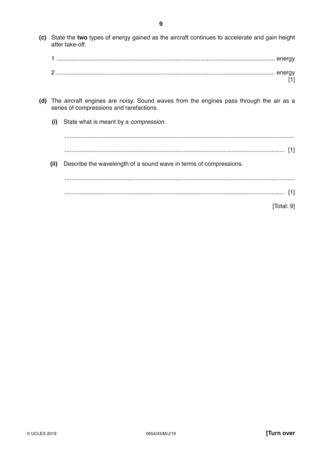 Cambridge IGCSE Sciences - Co-ordinated (Double) 0654 2019 May/June Paper 4 · Variant 3 question paper, page 9 of 32
