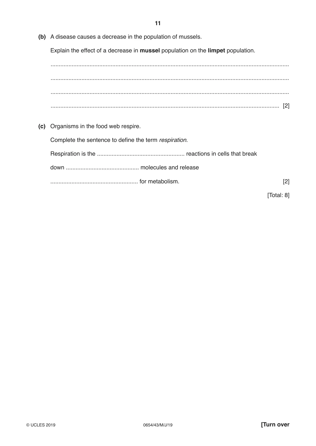 Cambridge IGCSE Sciences - Co-ordinated (Double) 0654 2019 May/June Paper 4 · Variant 3 question paper, page 11 of 32