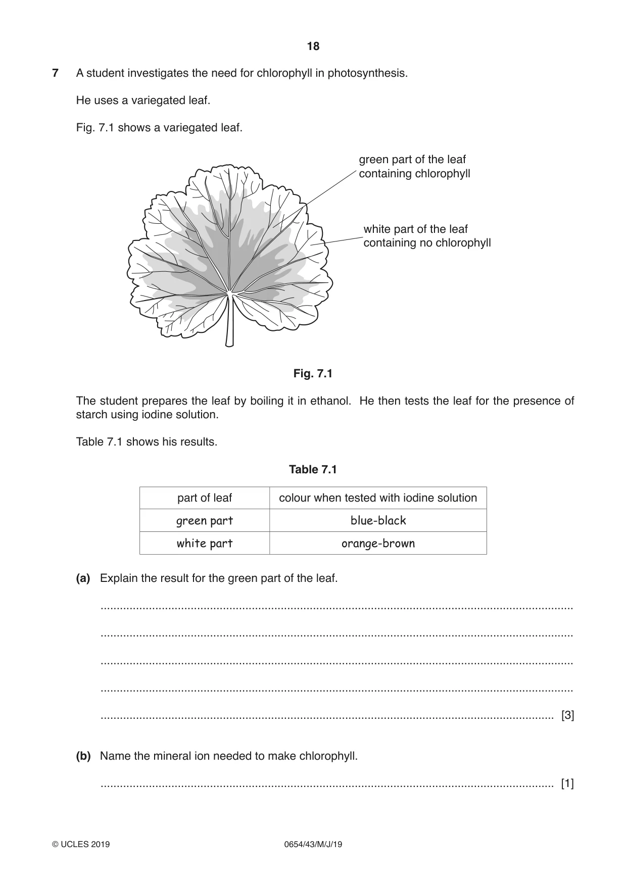 Cambridge IGCSE Sciences - Co-ordinated (Double) 0654 2019 May/June Paper 4 · Variant 3 question paper, page 18 of 32