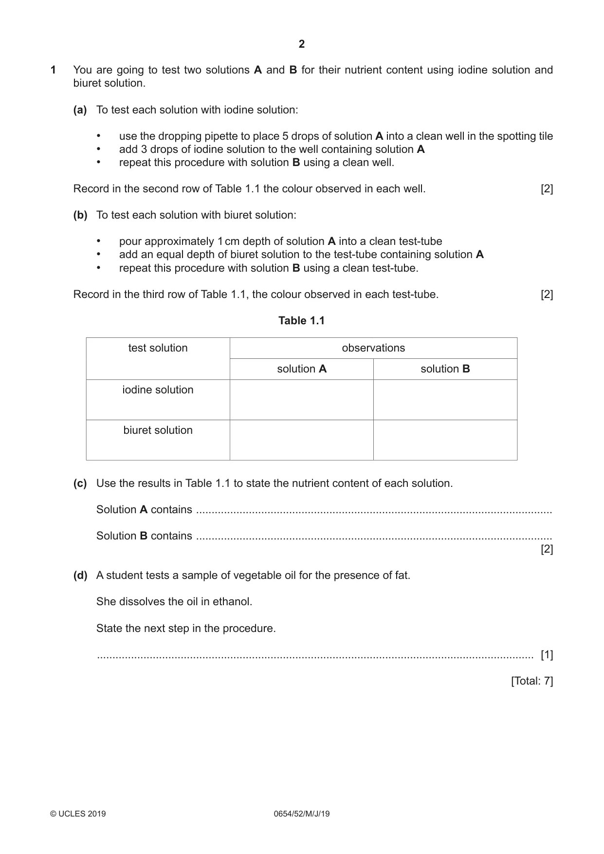 Cambridge IGCSE Sciences - Co-ordinated (Double) 0654 2019 May/June Paper 5 · Variant 2 question paper, page 2 of 20