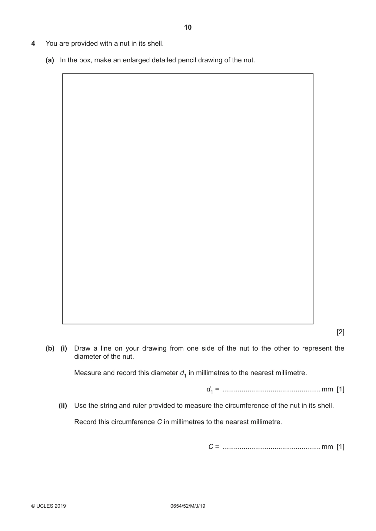 Cambridge IGCSE Sciences - Co-ordinated (Double) 0654 2019 May/June Paper 5 · Variant 2 question paper, page 10 of 20