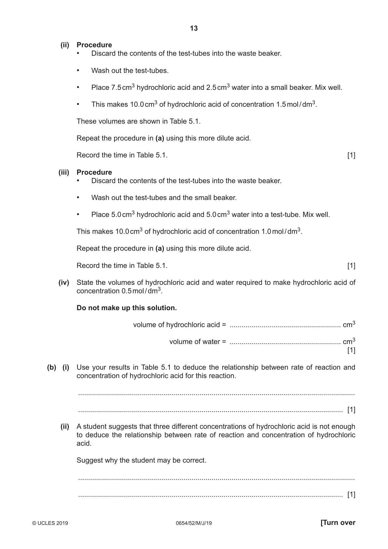 Cambridge IGCSE Sciences - Co-ordinated (Double) 0654 2019 May/June Paper 5 · Variant 2 question paper, page 13 of 20