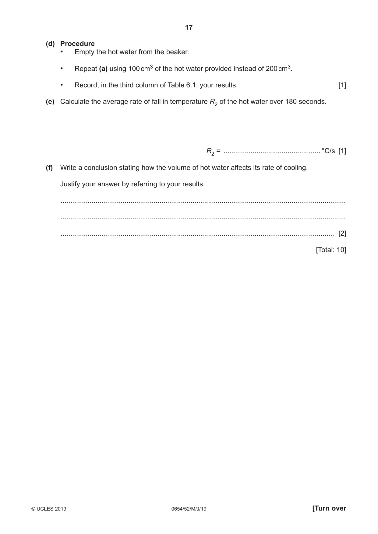 Cambridge IGCSE Sciences - Co-ordinated (Double) 0654 2019 May/June Paper 5 · Variant 2 question paper, page 17 of 20