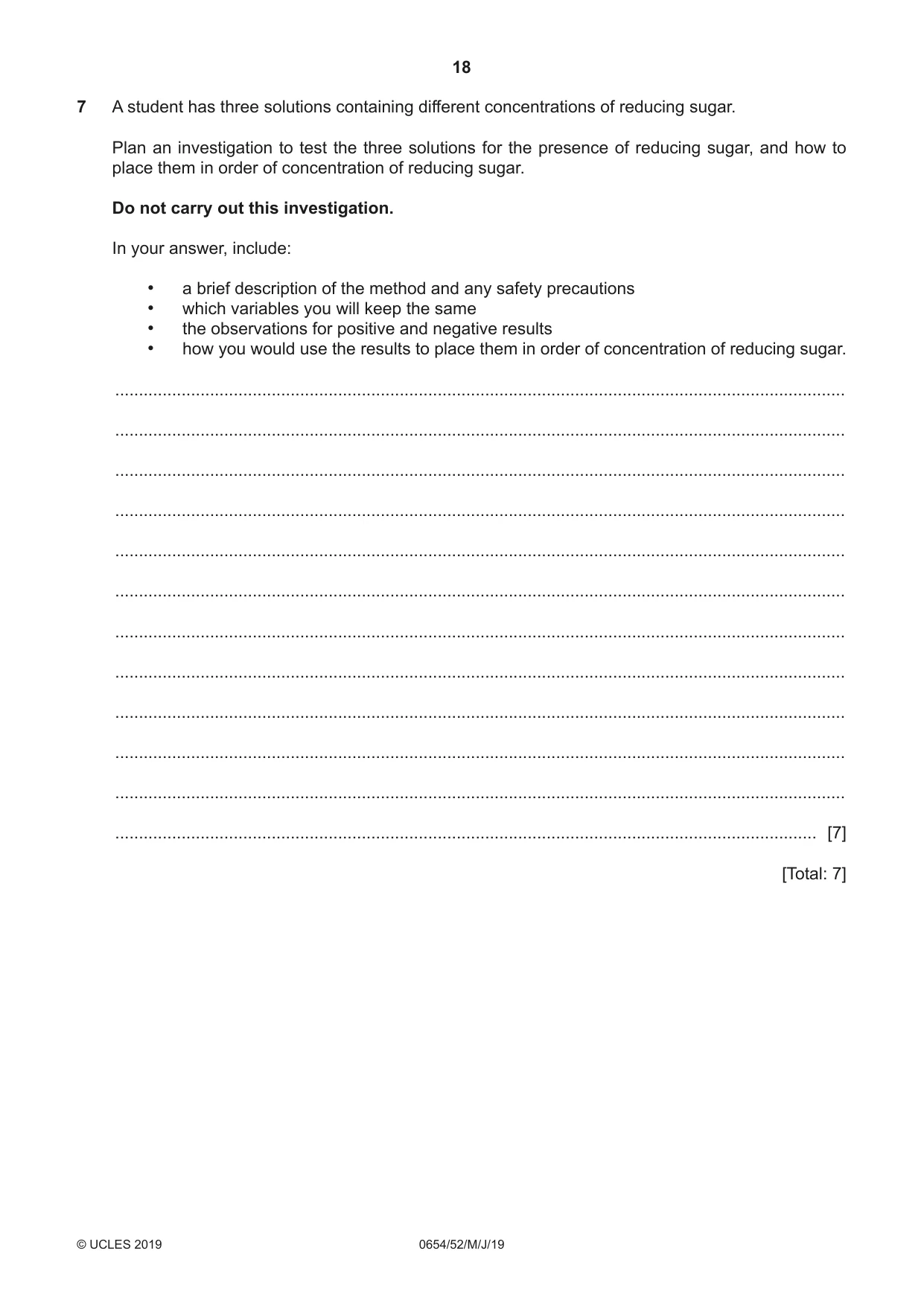 Cambridge IGCSE Sciences - Co-ordinated (Double) 0654 2019 May/June Paper 5 · Variant 2 question paper, page 18 of 20