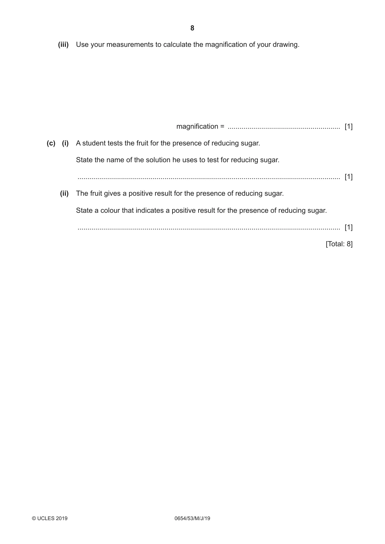 Cambridge IGCSE Sciences - Co-ordinated (Double) 0654 2019 May/June Paper 5 · Variant 3 question paper, page 8 of 16