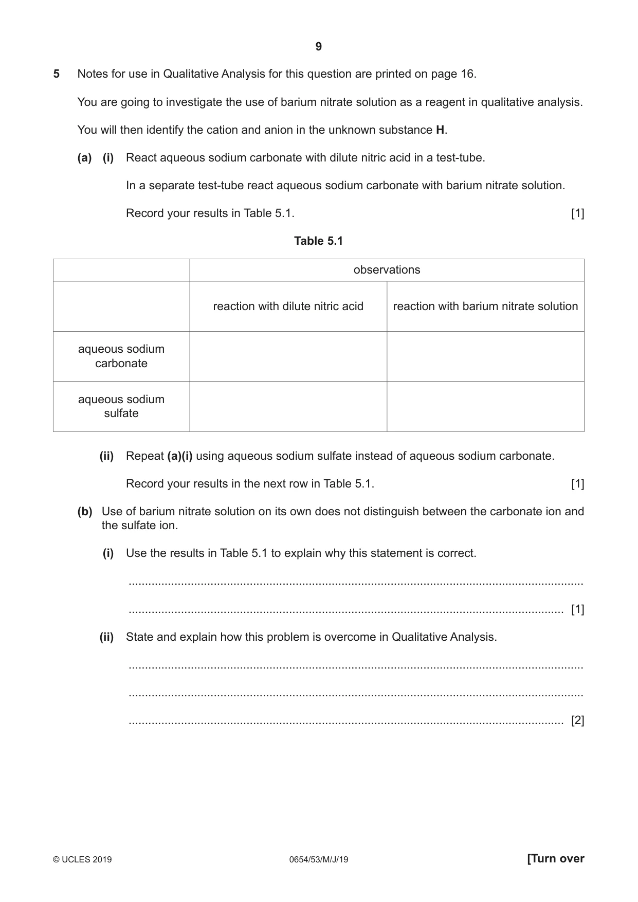 Cambridge IGCSE Sciences - Co-ordinated (Double) 0654 2019 May/June Paper 5 · Variant 3 question paper, page 9 of 16