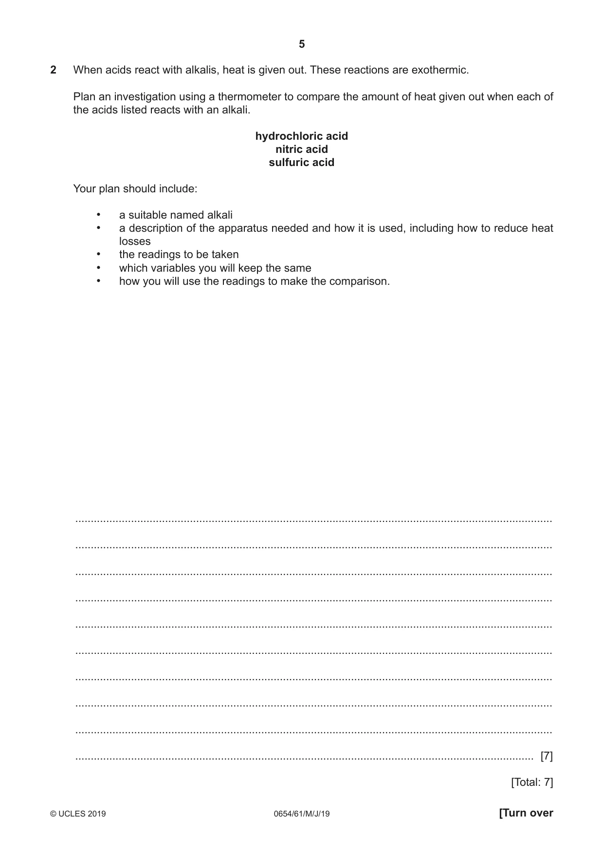 Cambridge IGCSE Sciences - Co-ordinated (Double) 0654 2019 May/June Paper 6 · Variant 1 question paper, page 5 of 20