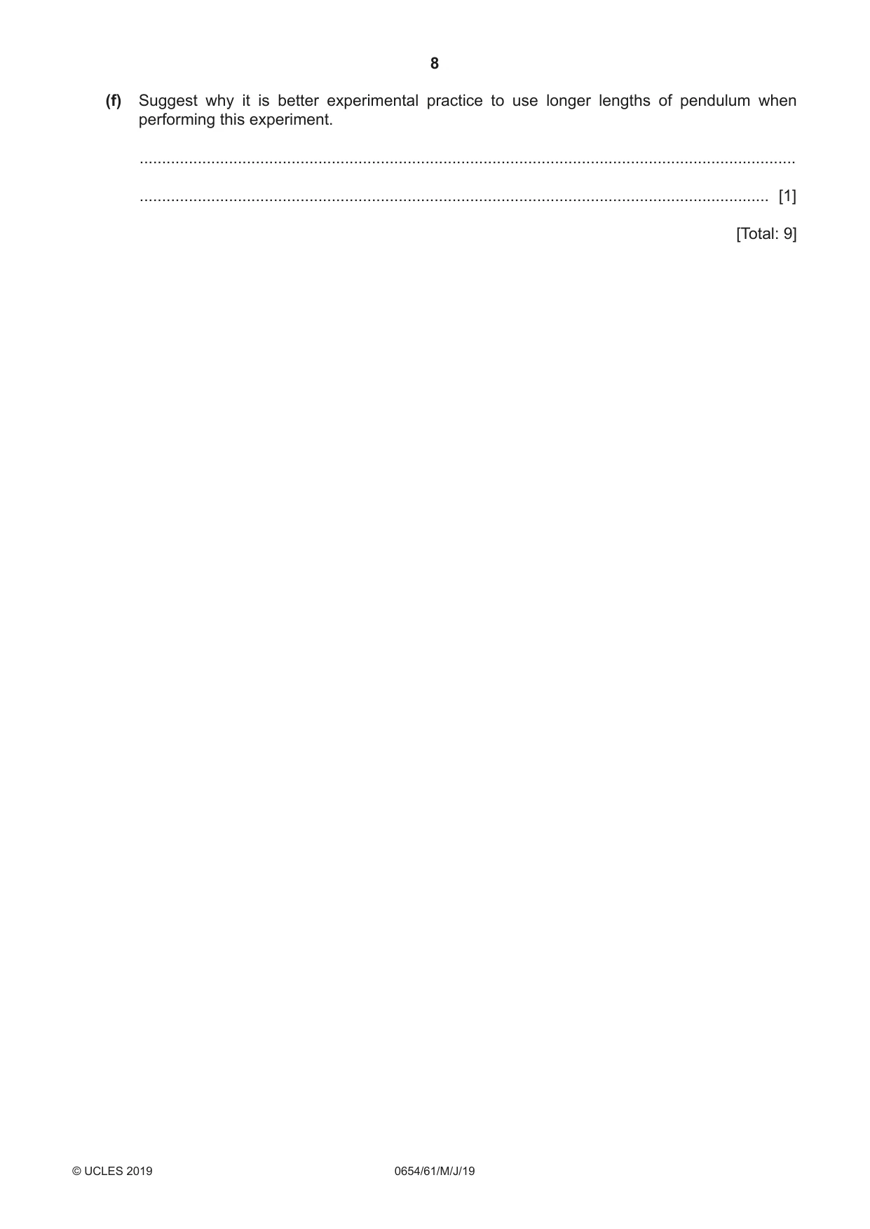 Cambridge IGCSE Sciences - Co-ordinated (Double) 0654 2019 May/June Paper 6 · Variant 1 question paper, page 8 of 20