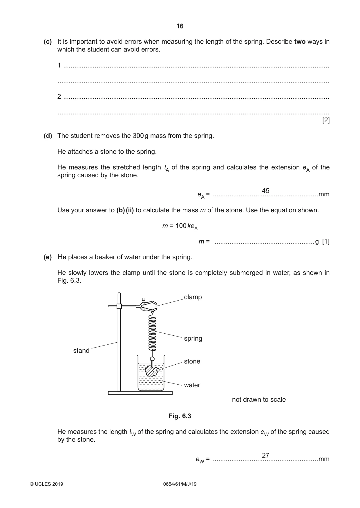 Cambridge IGCSE Sciences - Co-ordinated (Double) 0654 2019 May/June Paper 6 · Variant 1 question paper, page 16 of 20