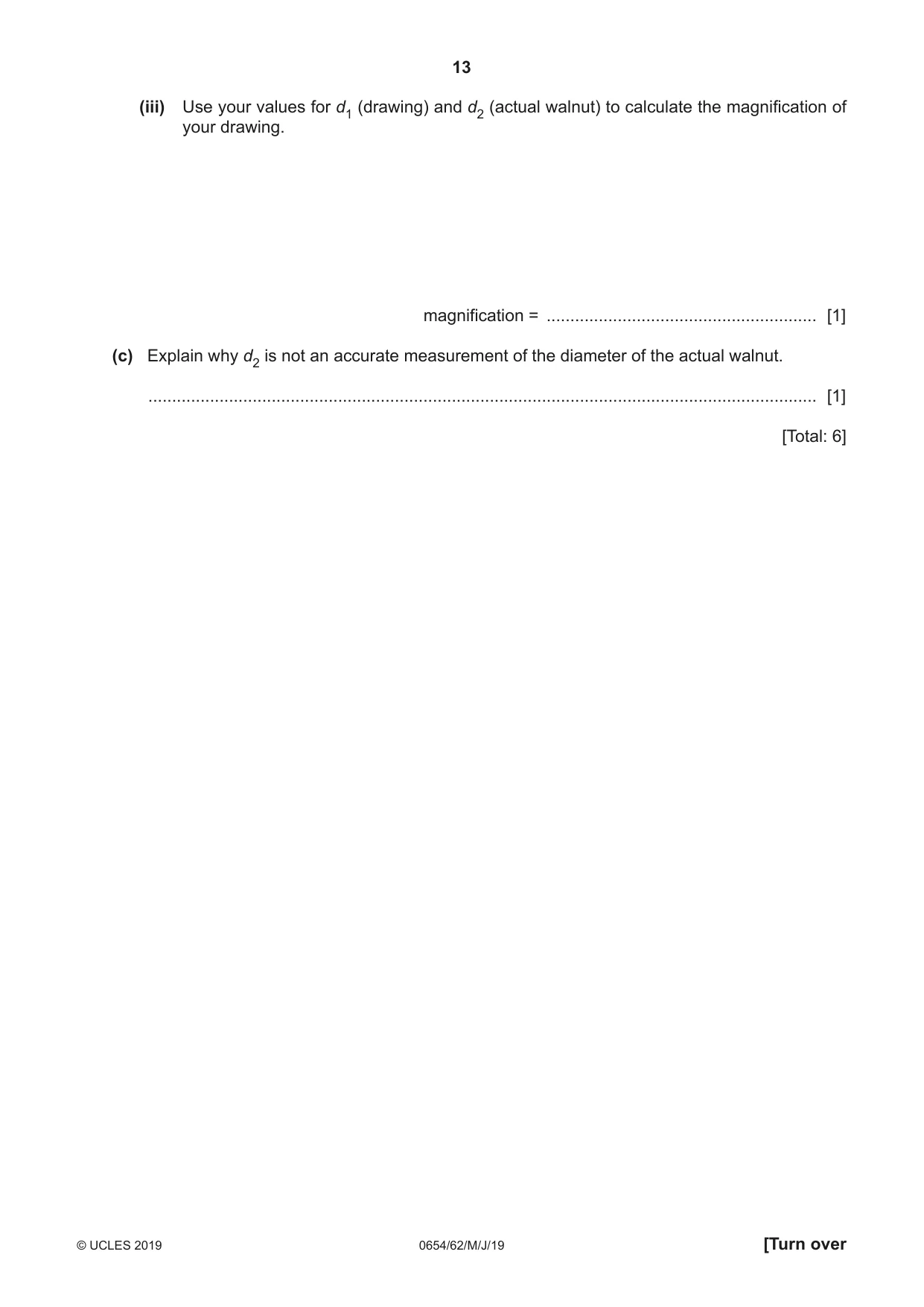 Cambridge IGCSE Sciences - Co-ordinated (Double) 0654 2019 May/June Paper 6 · Variant 2 question paper, page 13 of 20