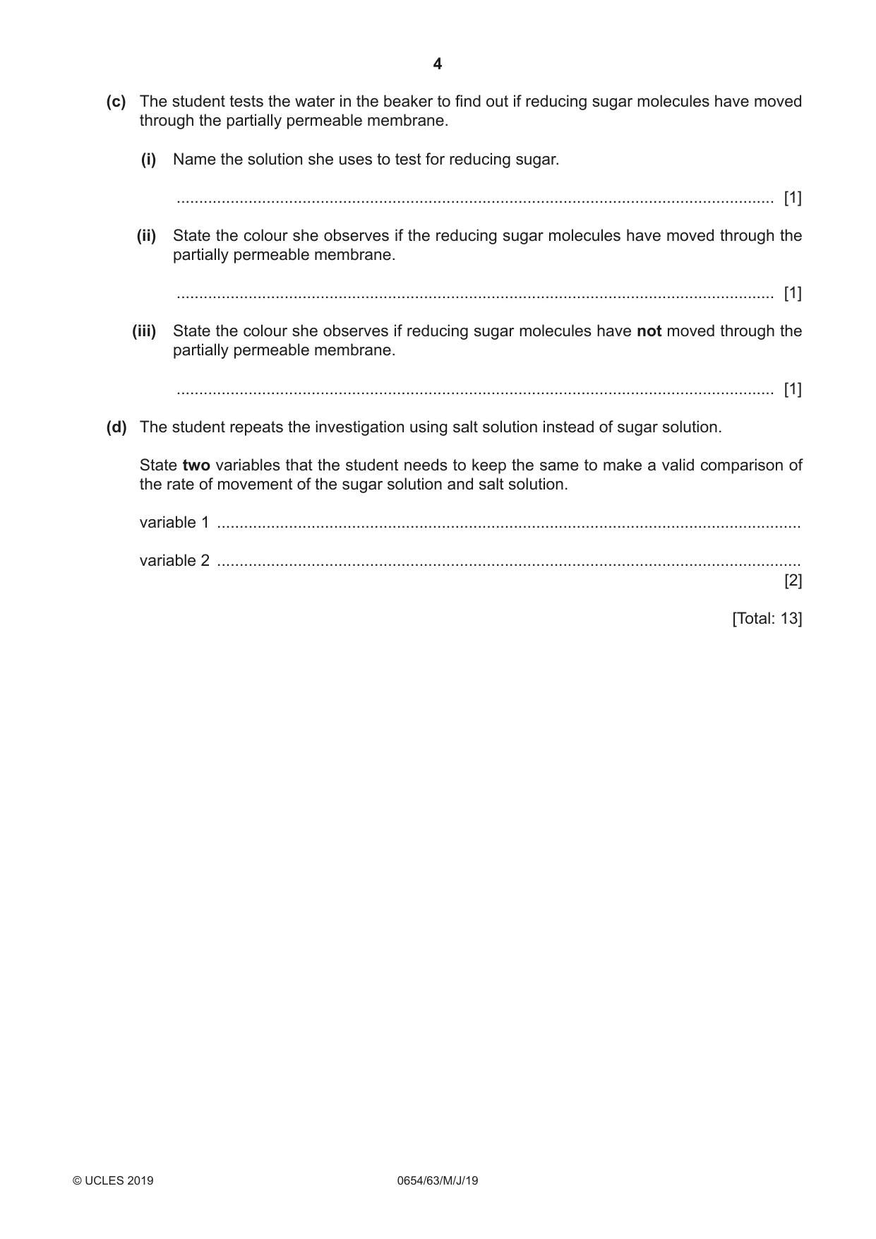 Cambridge IGCSE Sciences - Co-ordinated (Double) 0654 2019 May/June Paper 6 · Variant 3 question paper, page 4 of 20