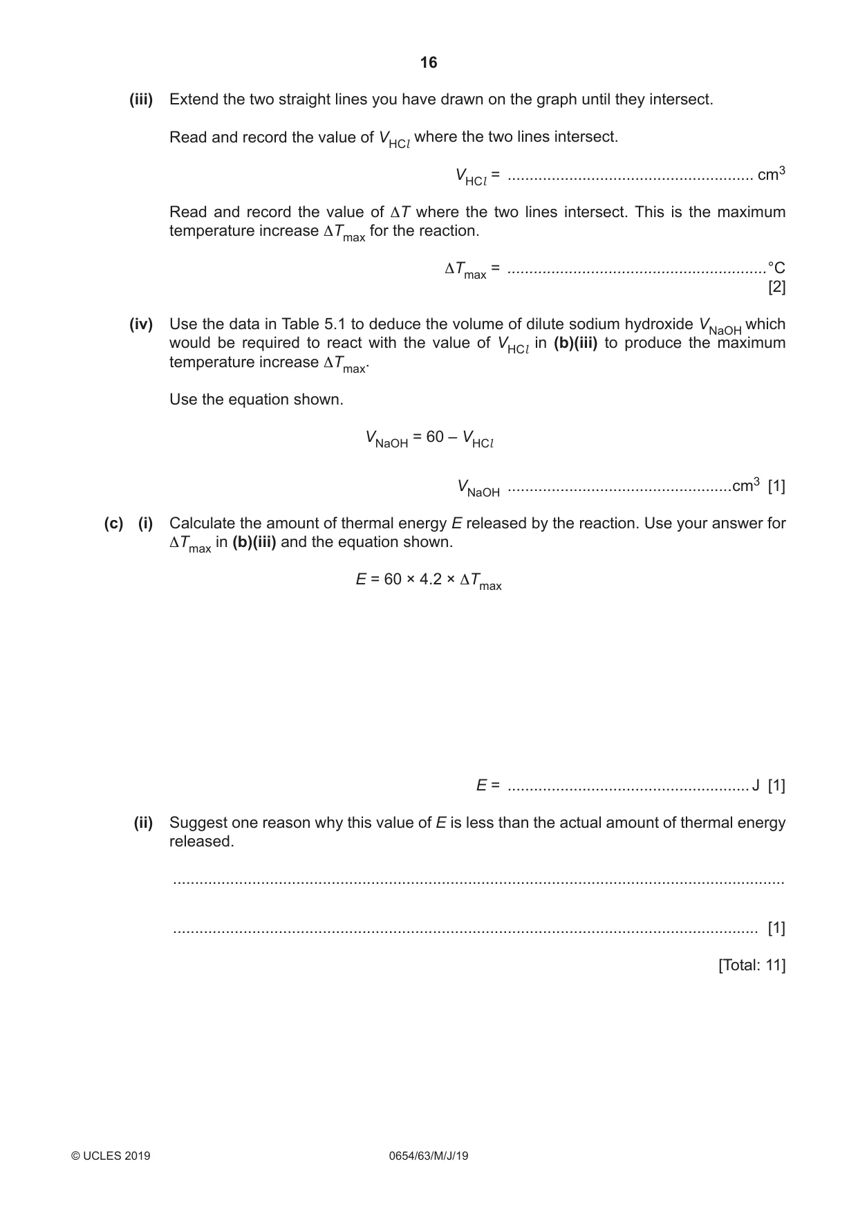 Cambridge IGCSE Sciences - Co-ordinated (Double) 0654 2019 May/June Paper 6 · Variant 3 question paper, page 16 of 20