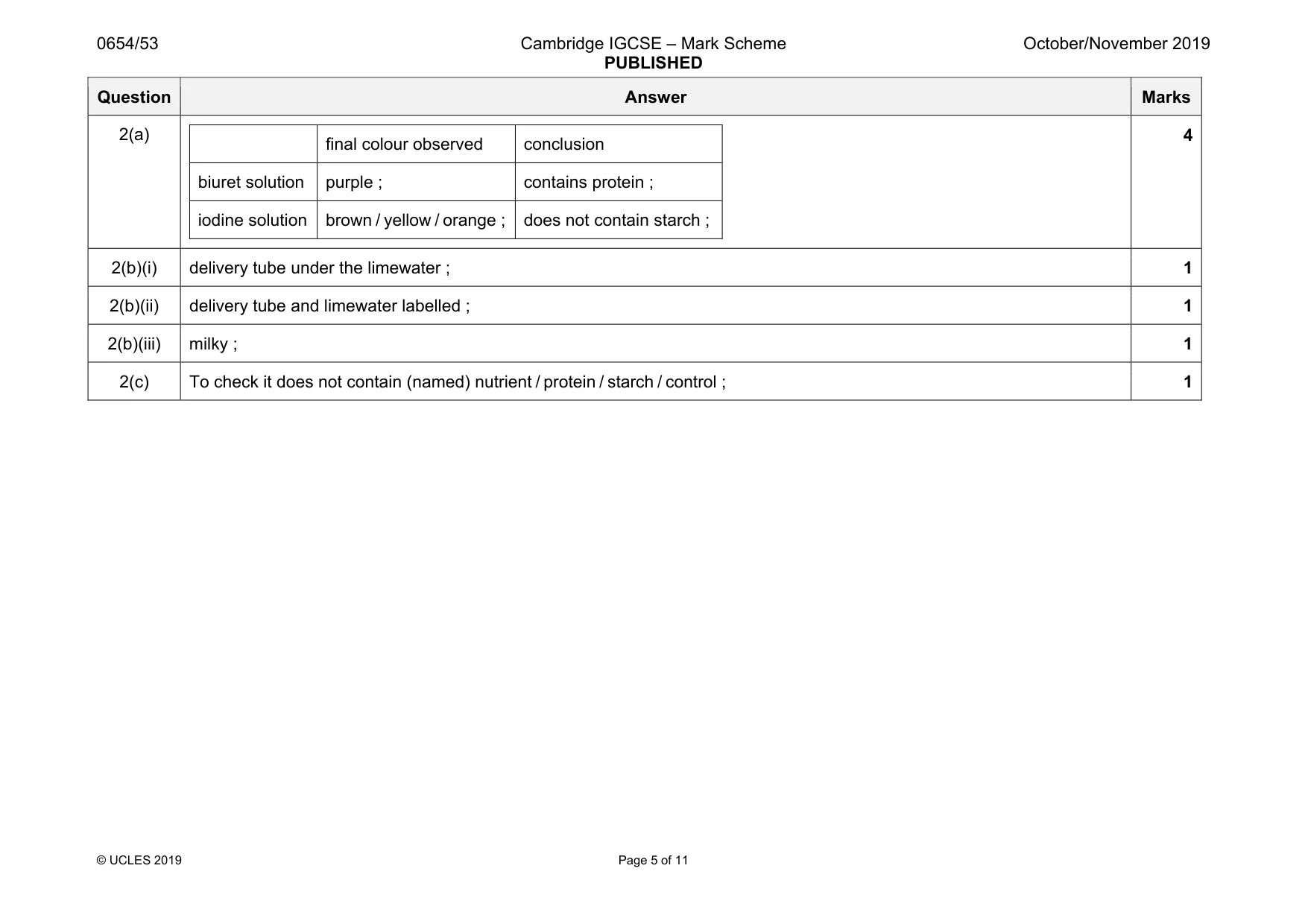 Mark scheme, page 5 of 11