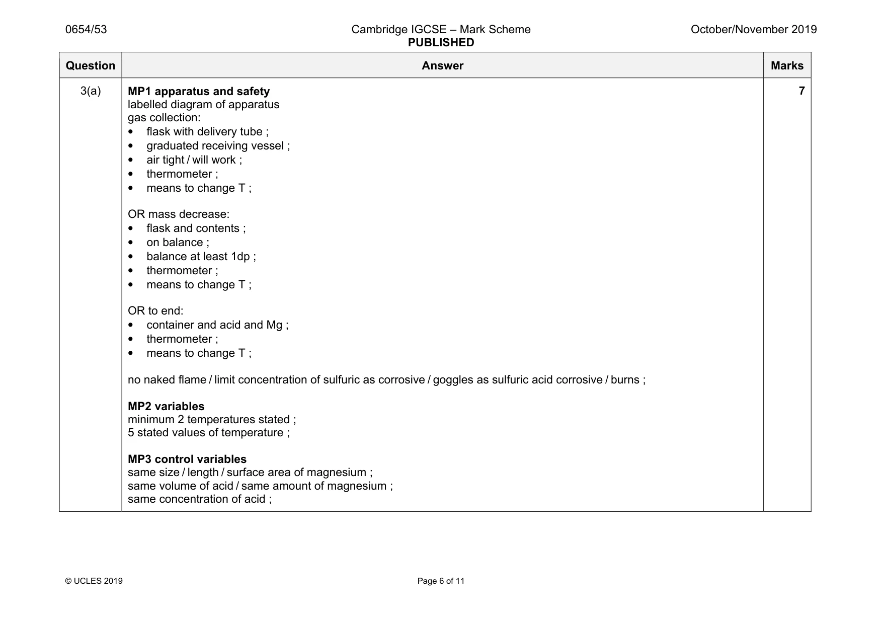 Mark scheme, page 6 of 11